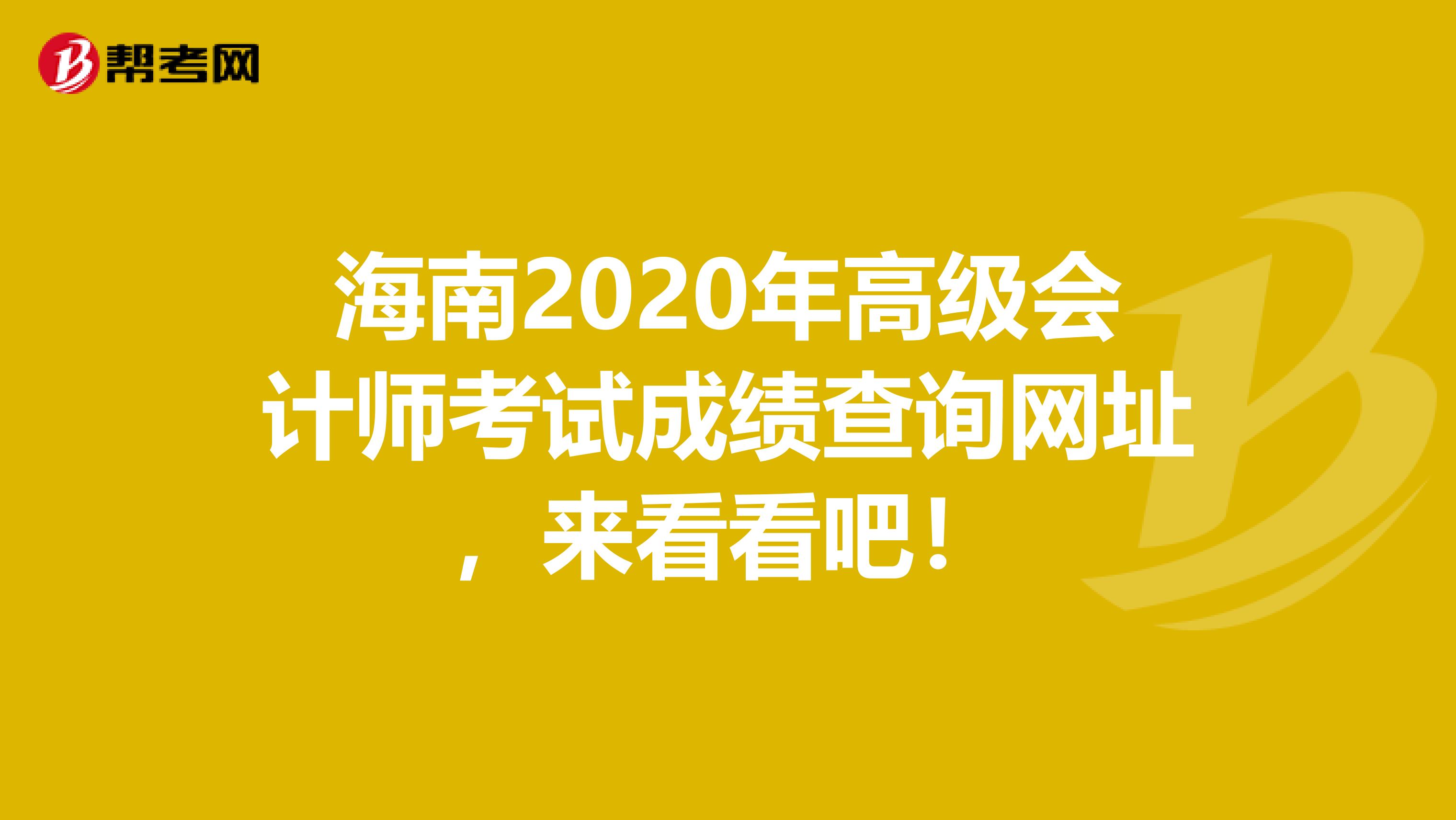海南2020年高级会计师考试成绩查询网址，来看看吧！