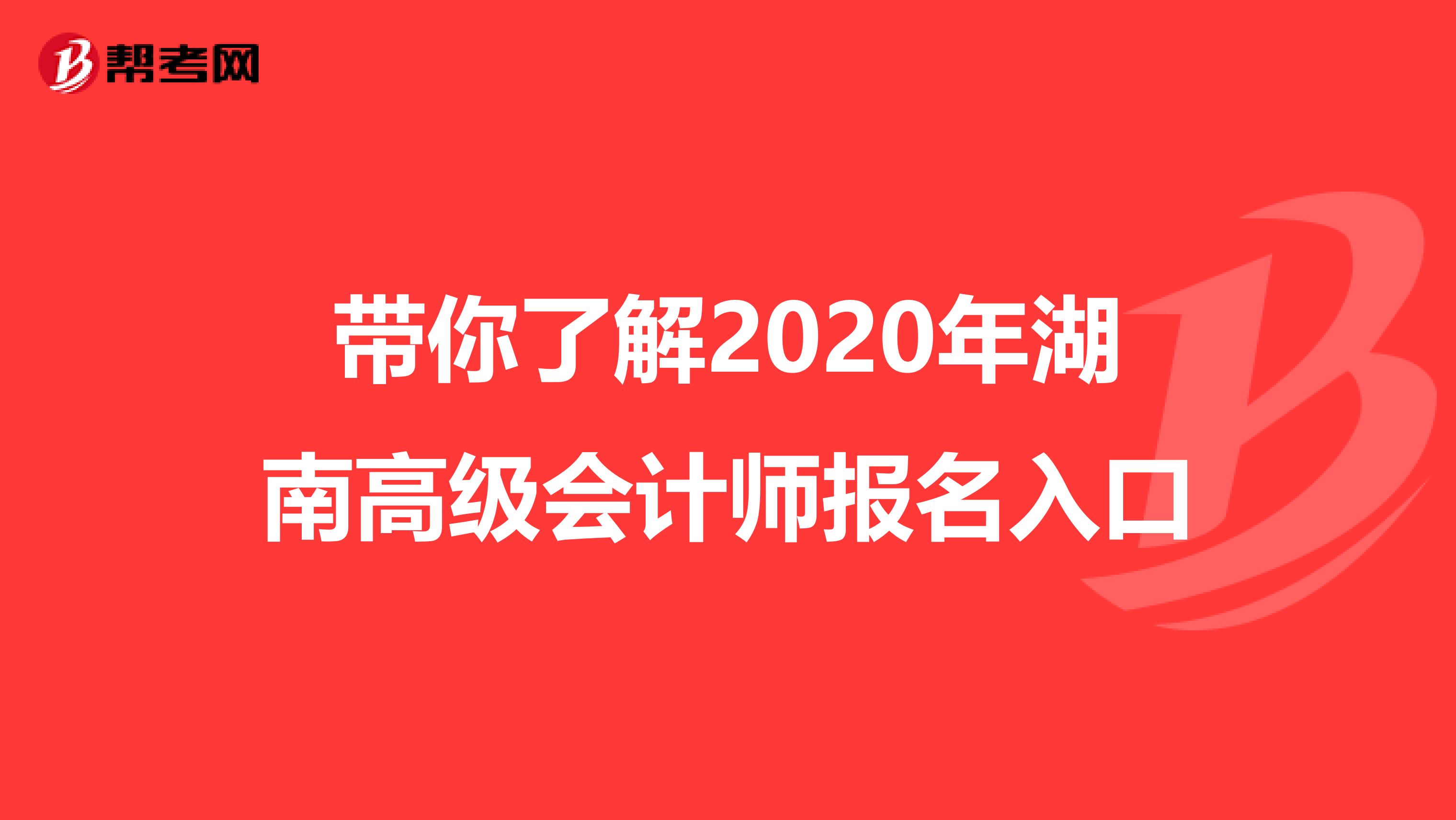 带你了解2020年湖南高级会计师报名入口