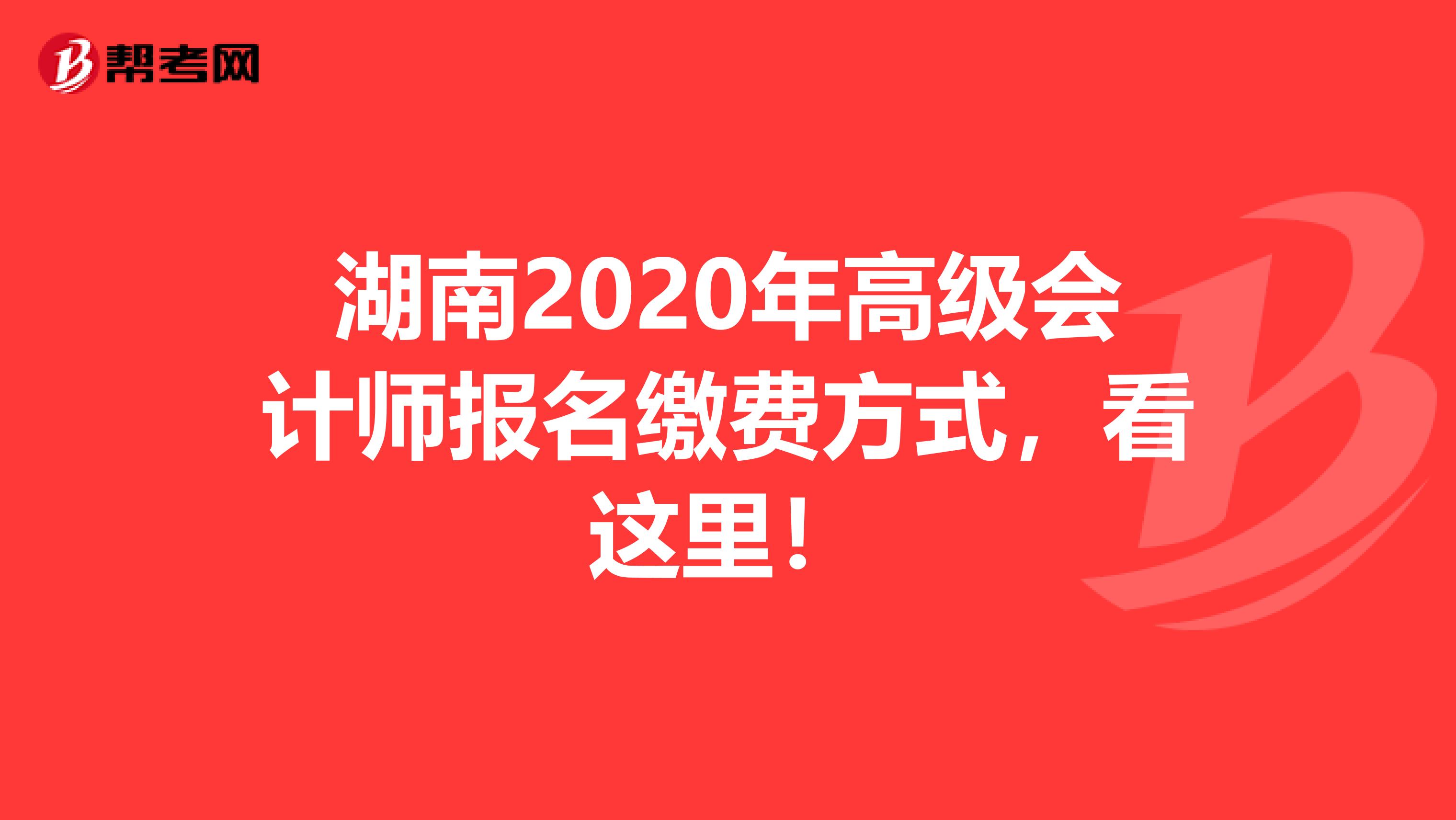 湖南2020年高级会计师报名缴费方式，看这里！