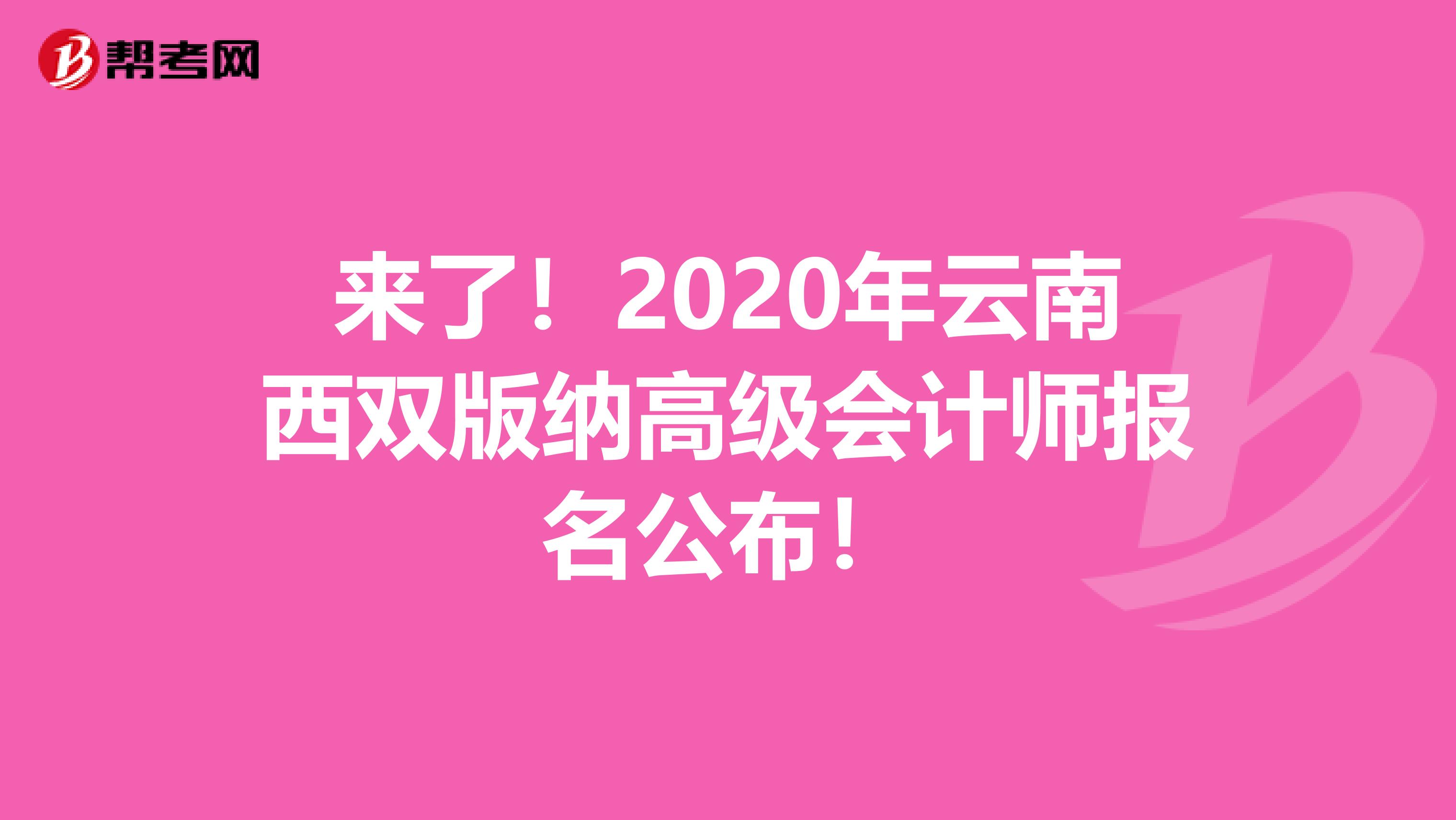 来了！2020年云南西双版纳高级会计师报名公布！