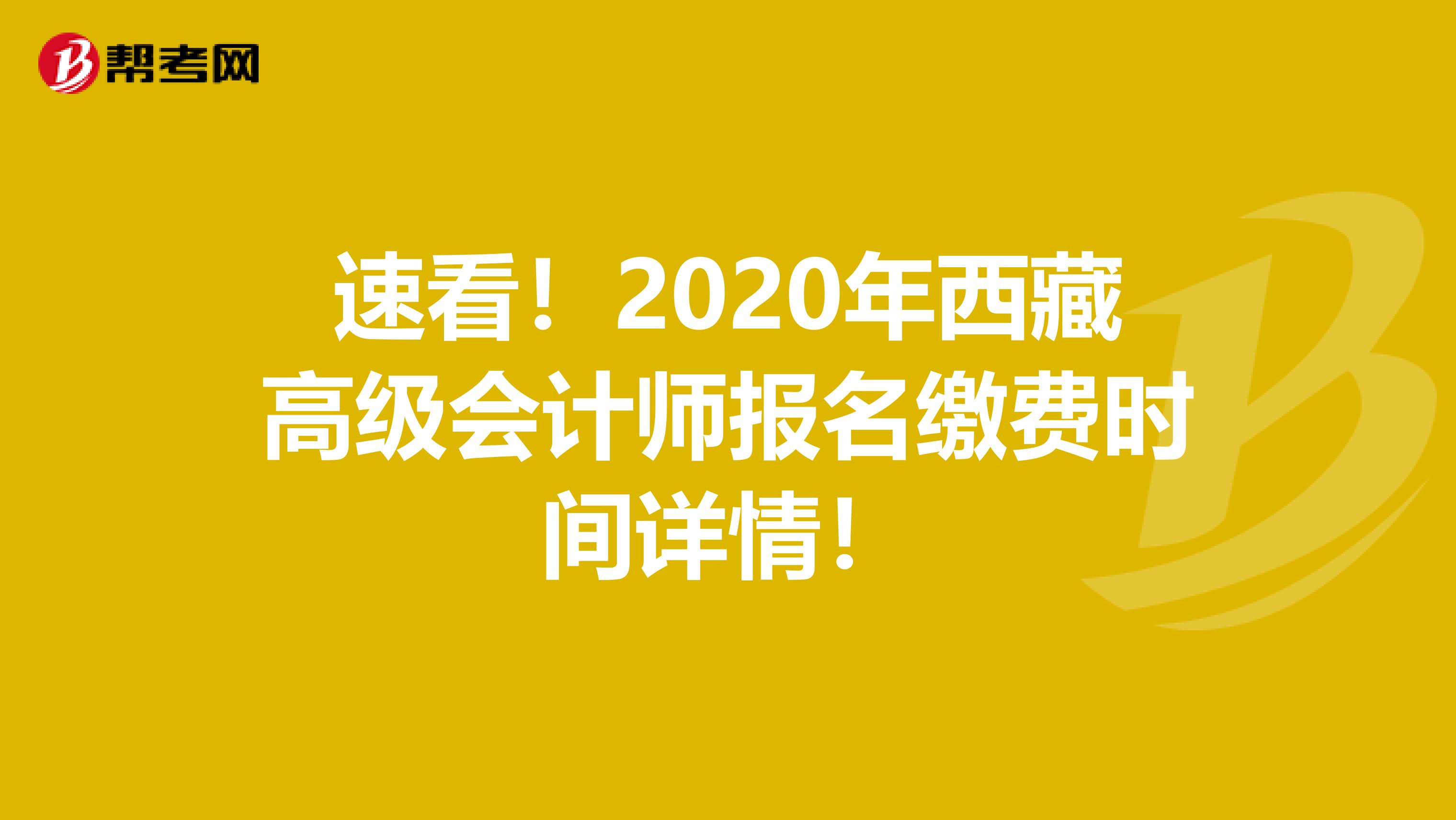 速看！2020年西藏高级会计师报名缴费时间详情！