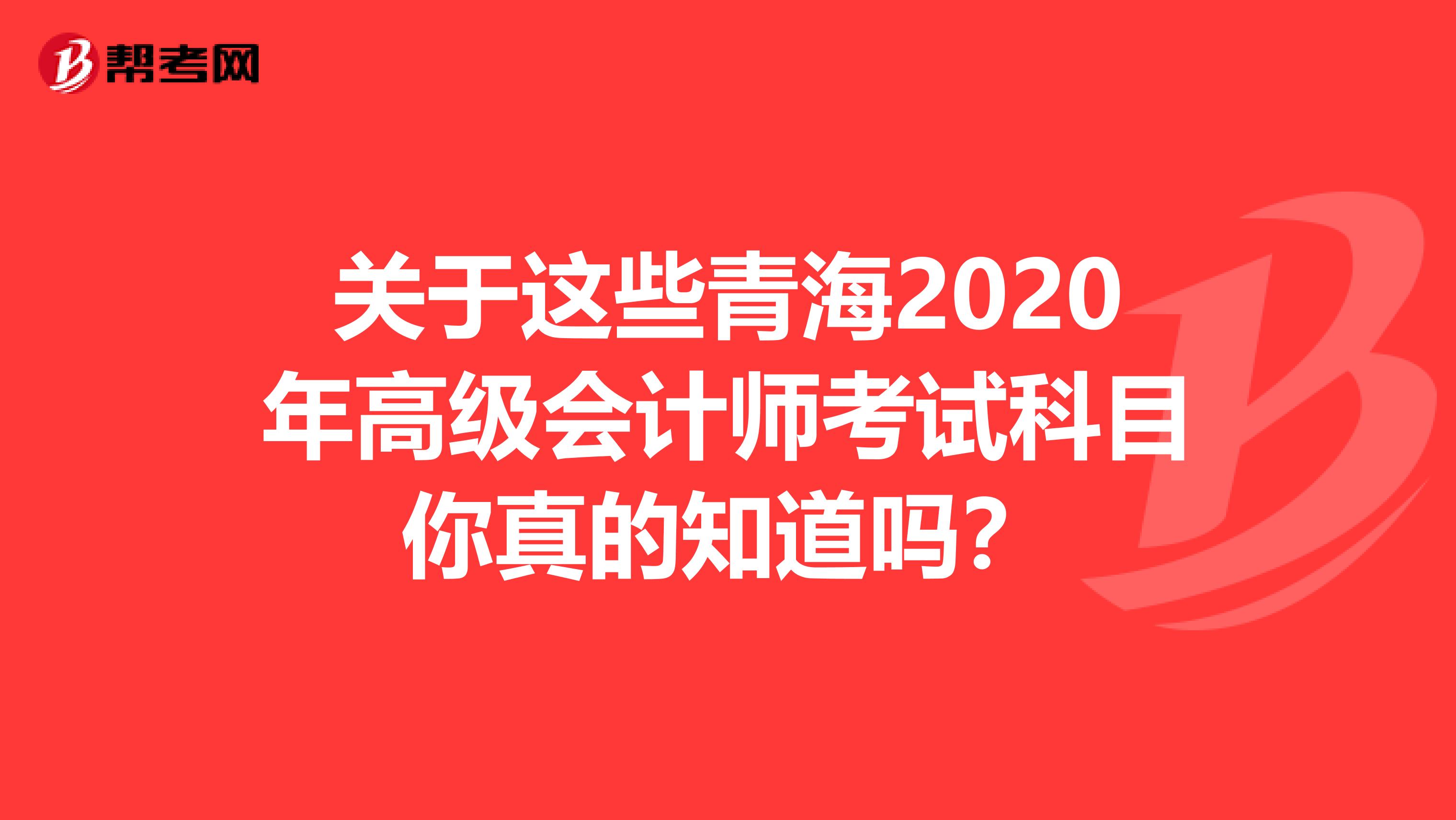关于这些青海2020年高级会计师考试科目你真的知道吗？