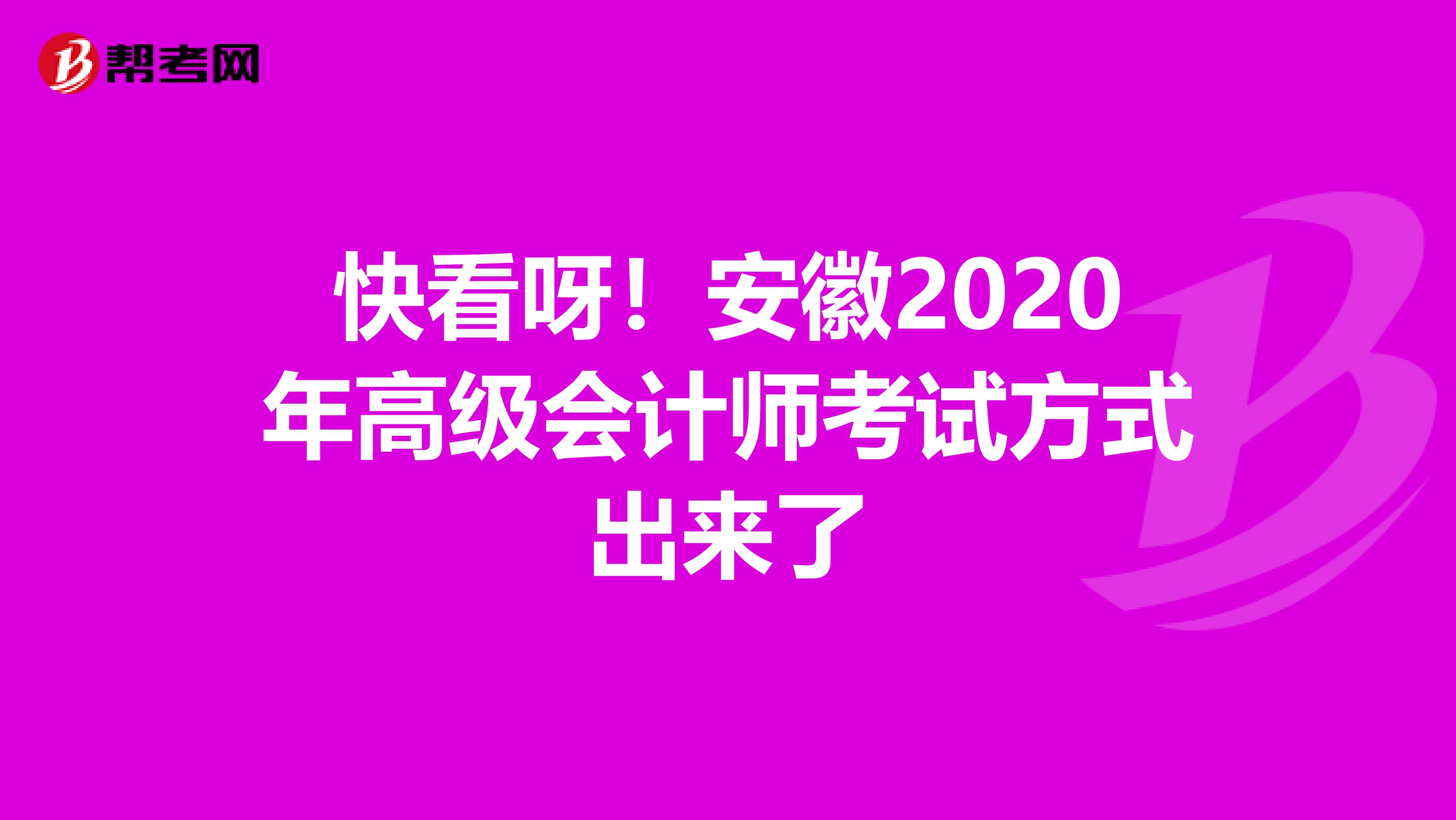 快看呀！安徽2020年高級會計師考試方式出來了