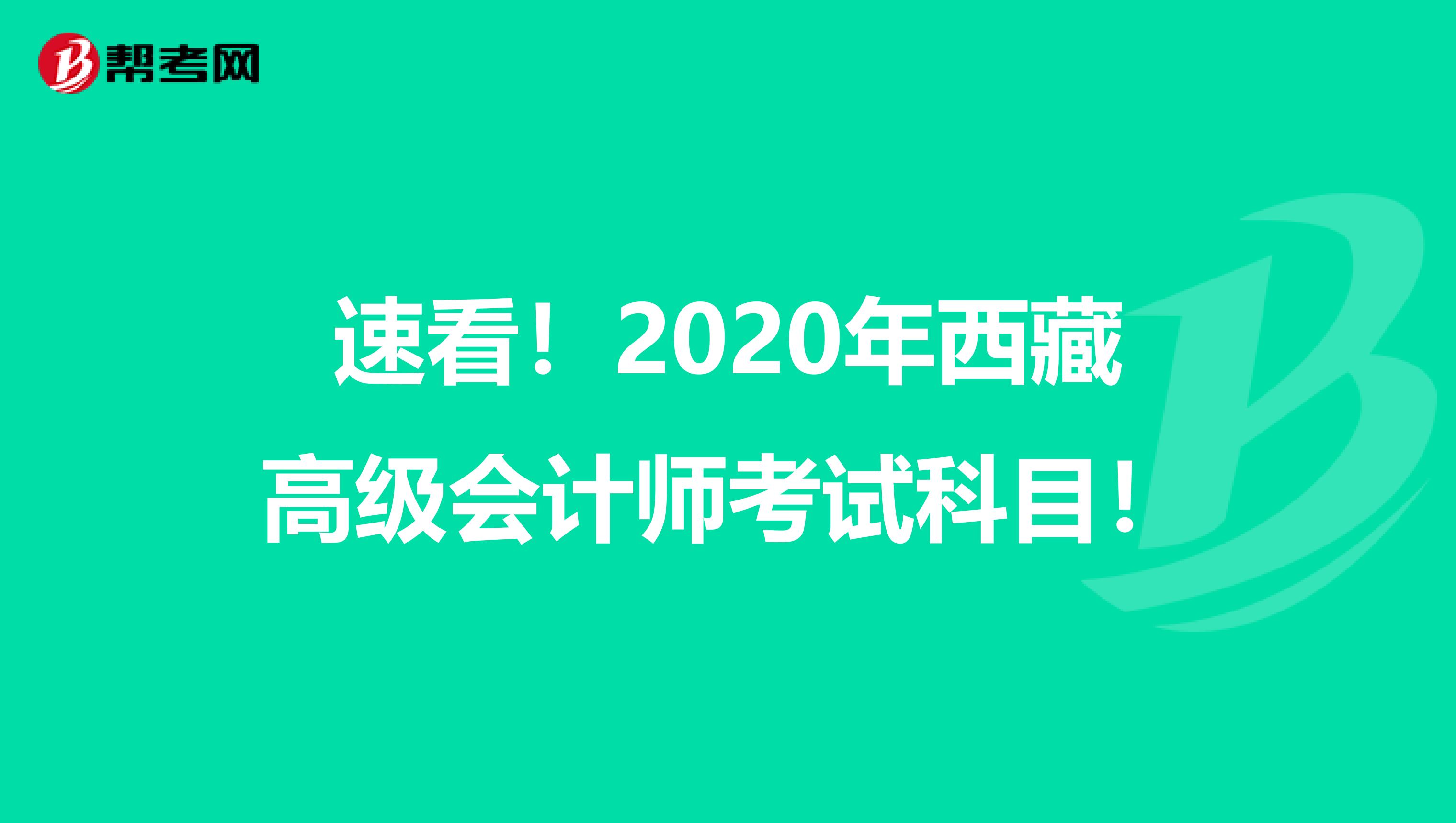 速看！2020年西藏高级会计师考试科目！