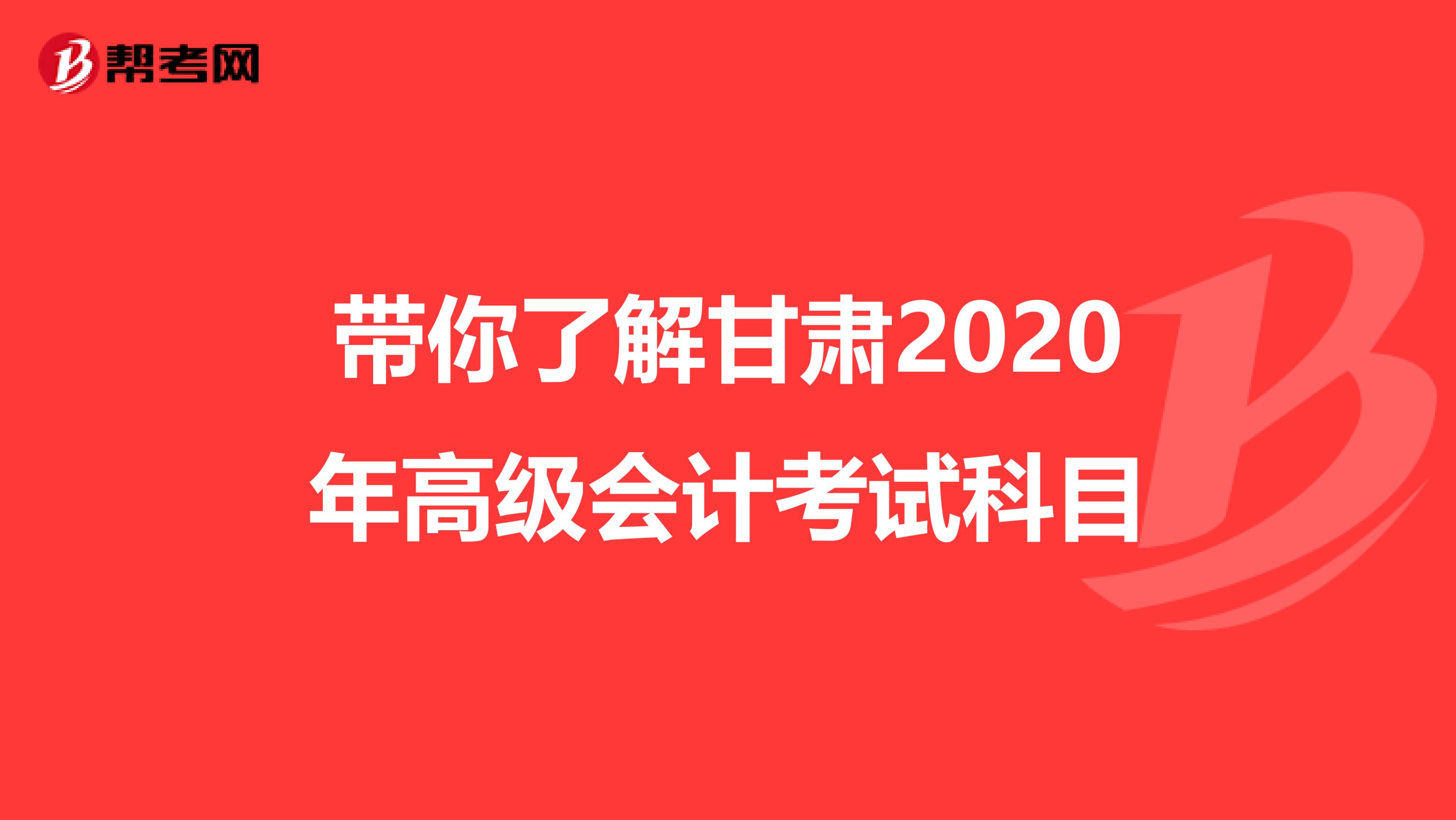 帶你了解甘肅2020年高級會計考試科目