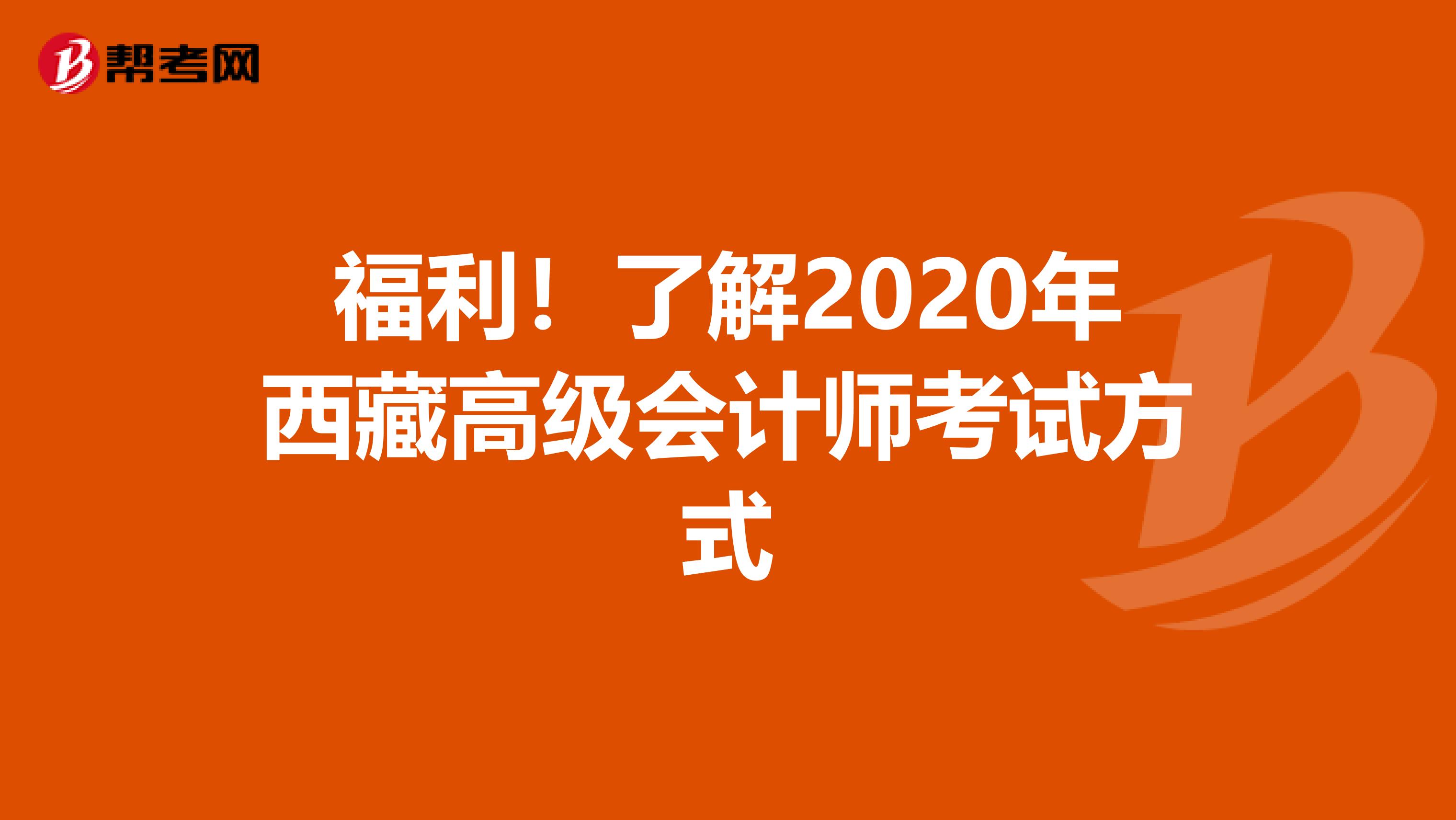 福利！了解2020年西藏高级会计师考试方式