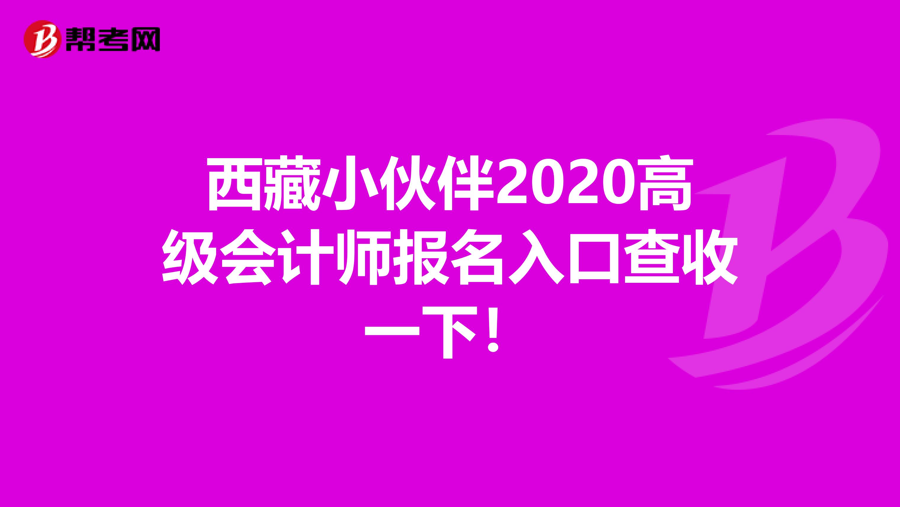 西藏小伙伴2020高级会计师报名入口查收一下！