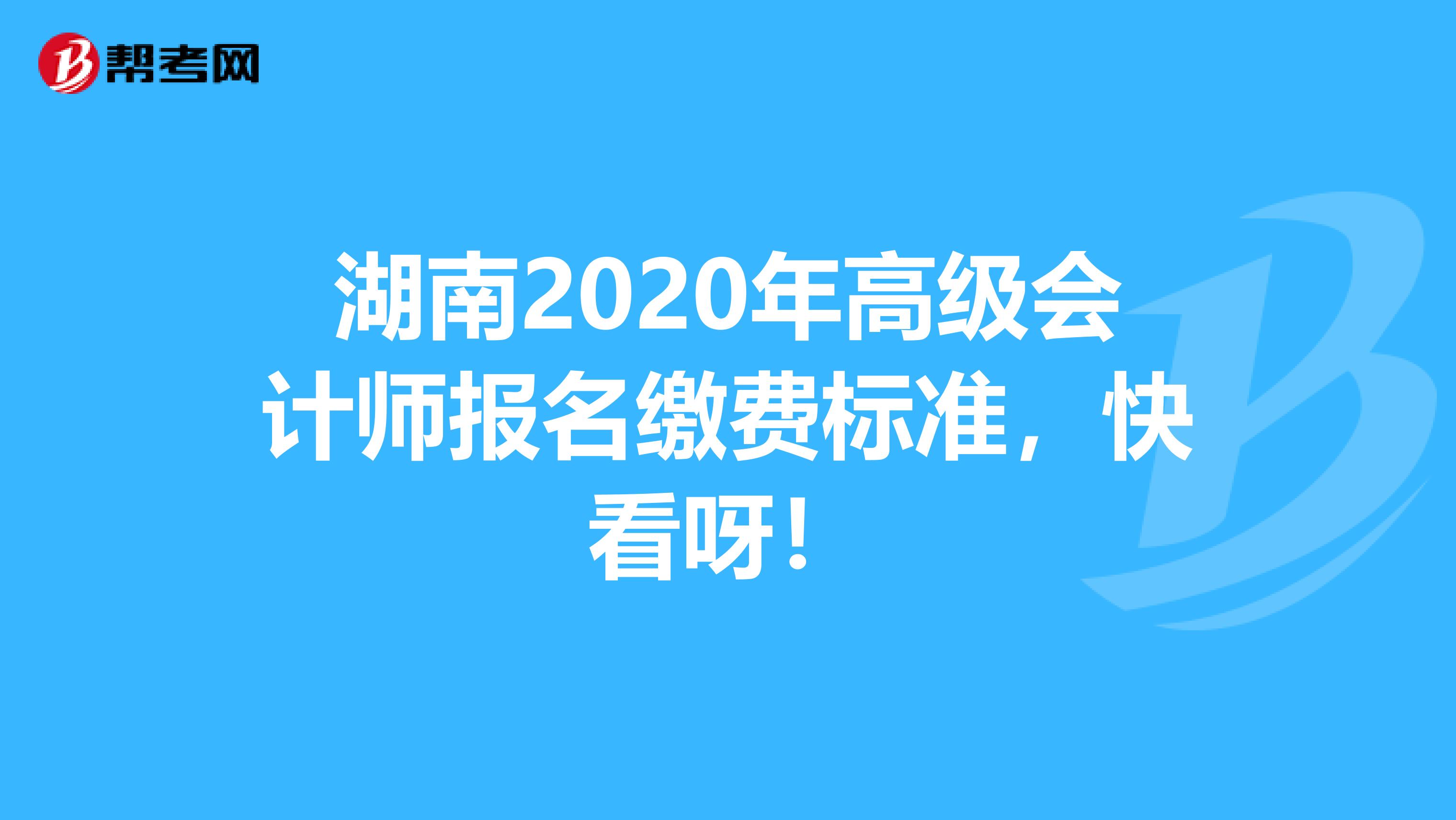 湖南2020年高级会计师报名缴费标准，快看呀！