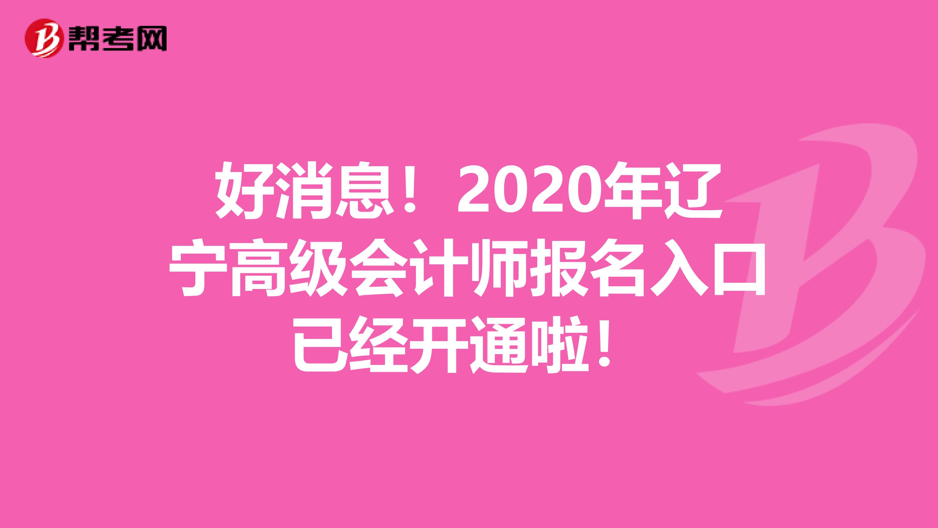 好消息！2020年辽宁高级会计师报名入口已经开通啦！