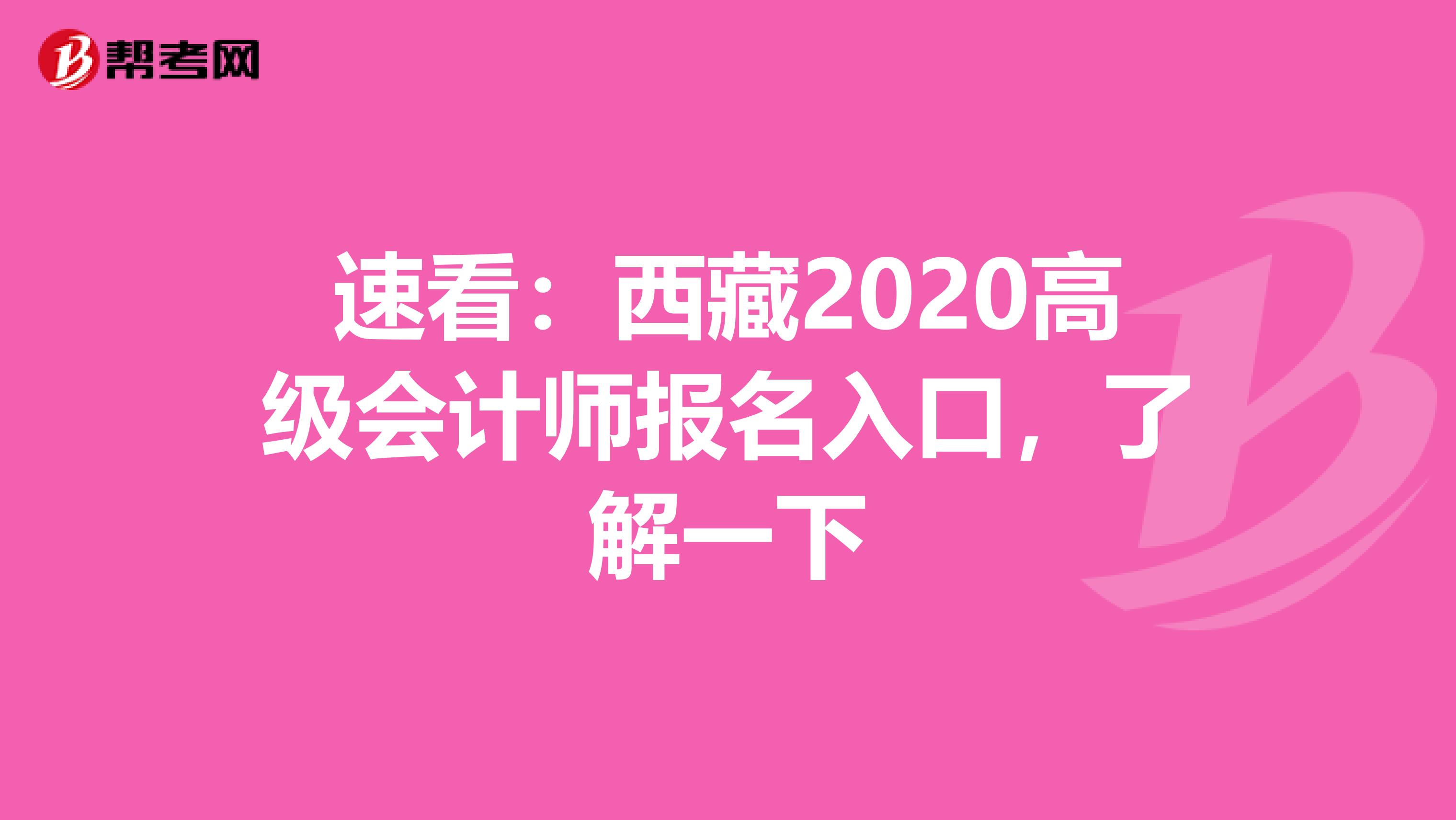 速看：西藏2020高级会计师报名入口，了解一下