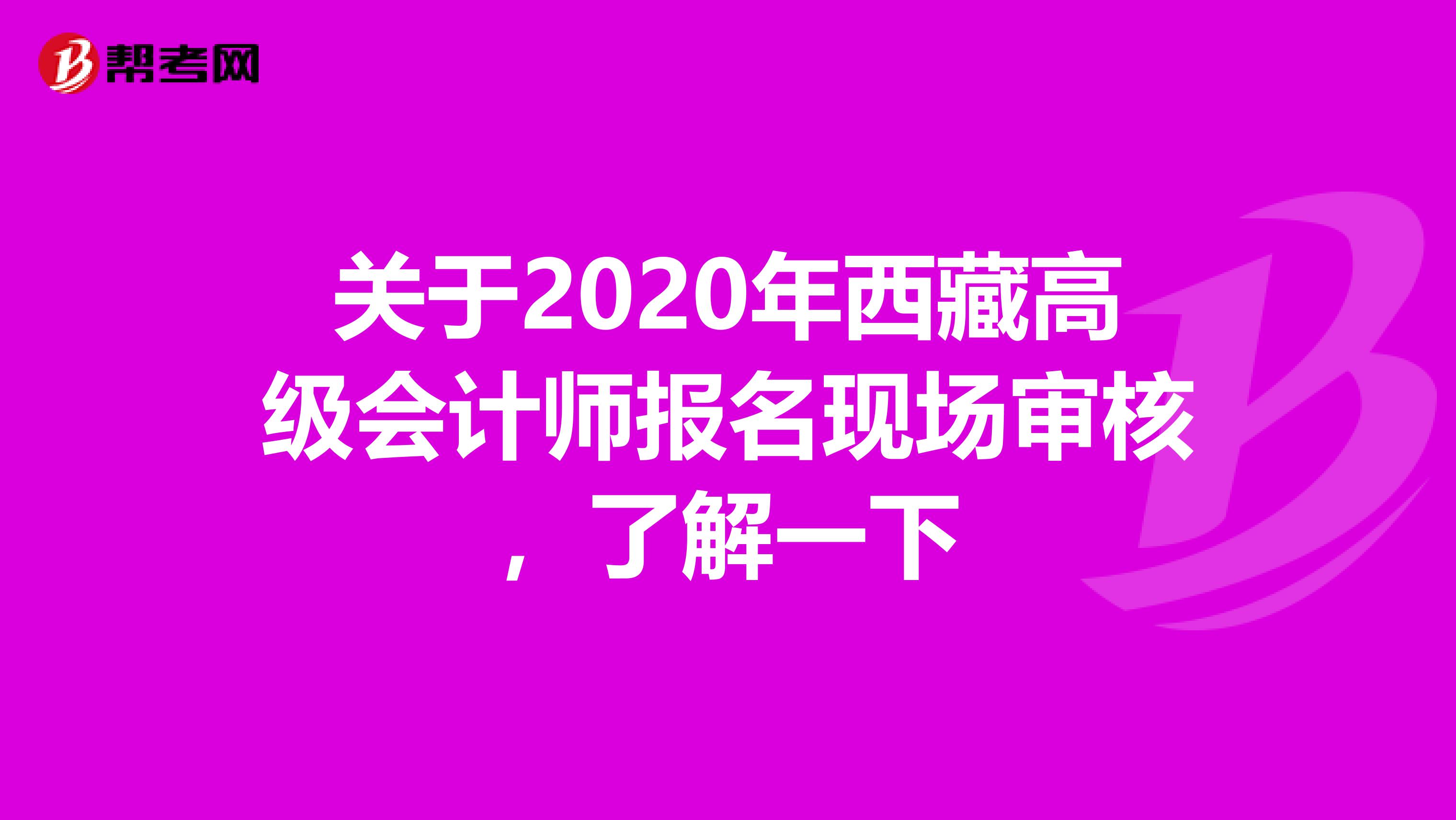 关于2020年西藏高级会计师报名现场审核，了解一下