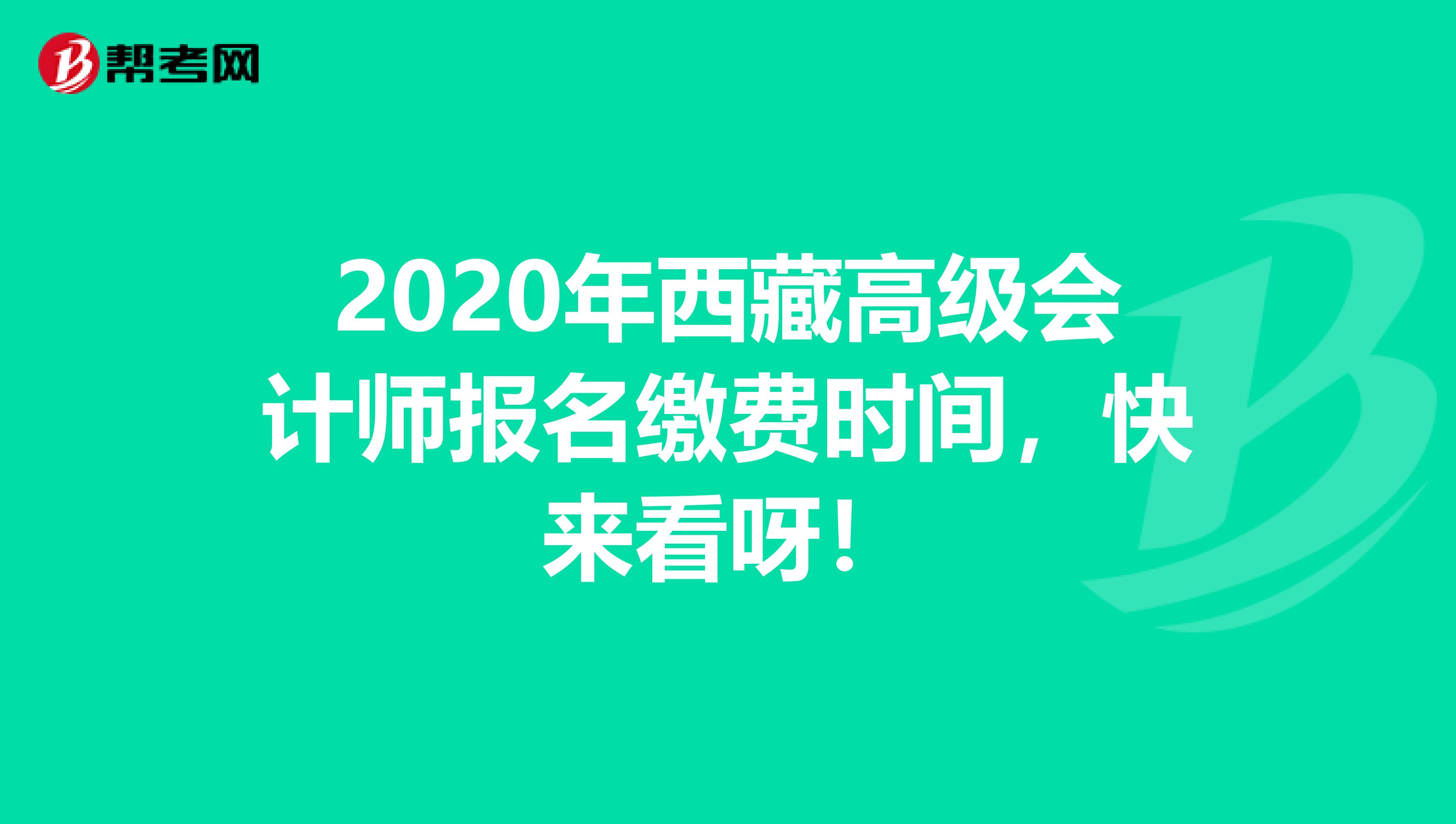 2020年西藏高级会计师报名缴费时间，快来看呀！