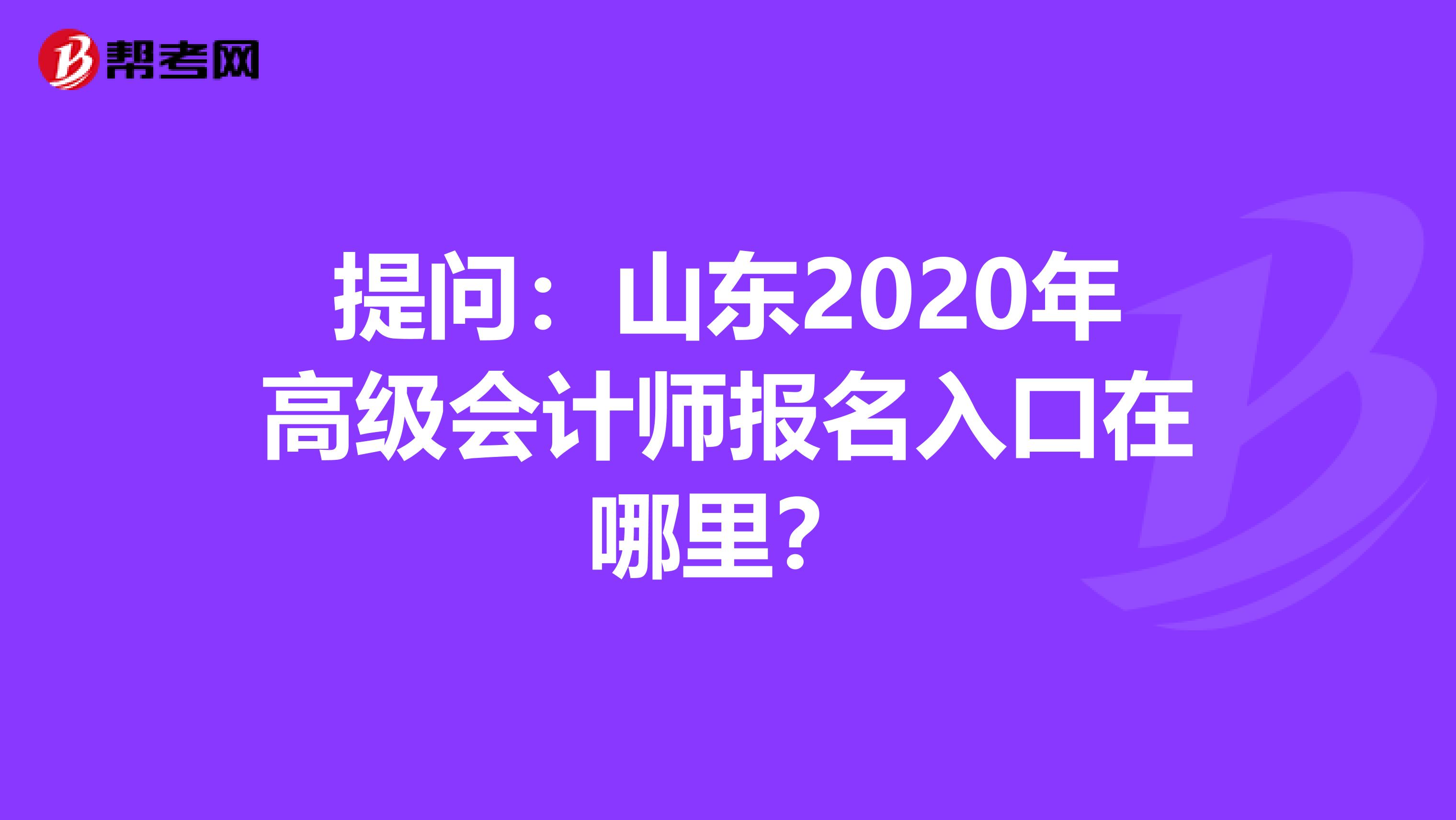 提问：山东2020年高级会计师报名入口在哪里？