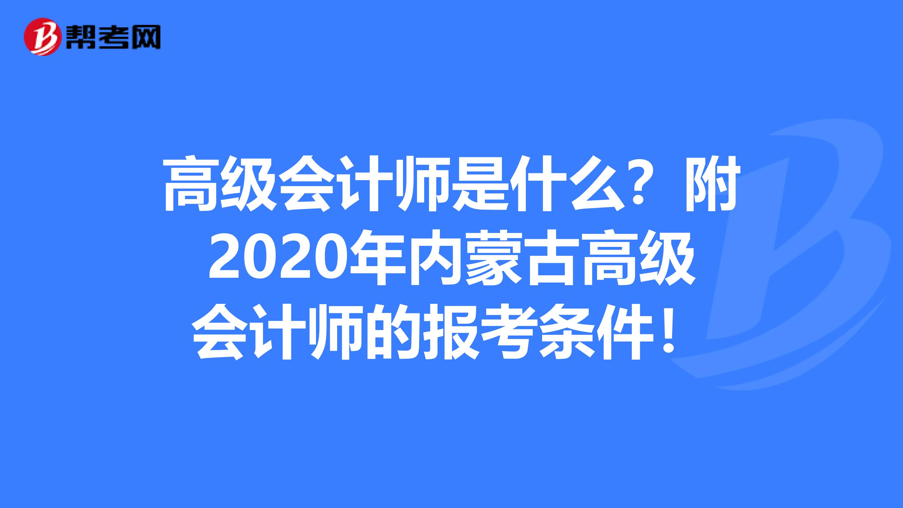 高级会计师是什么？附2020年内蒙古高级会计师的报考条件！