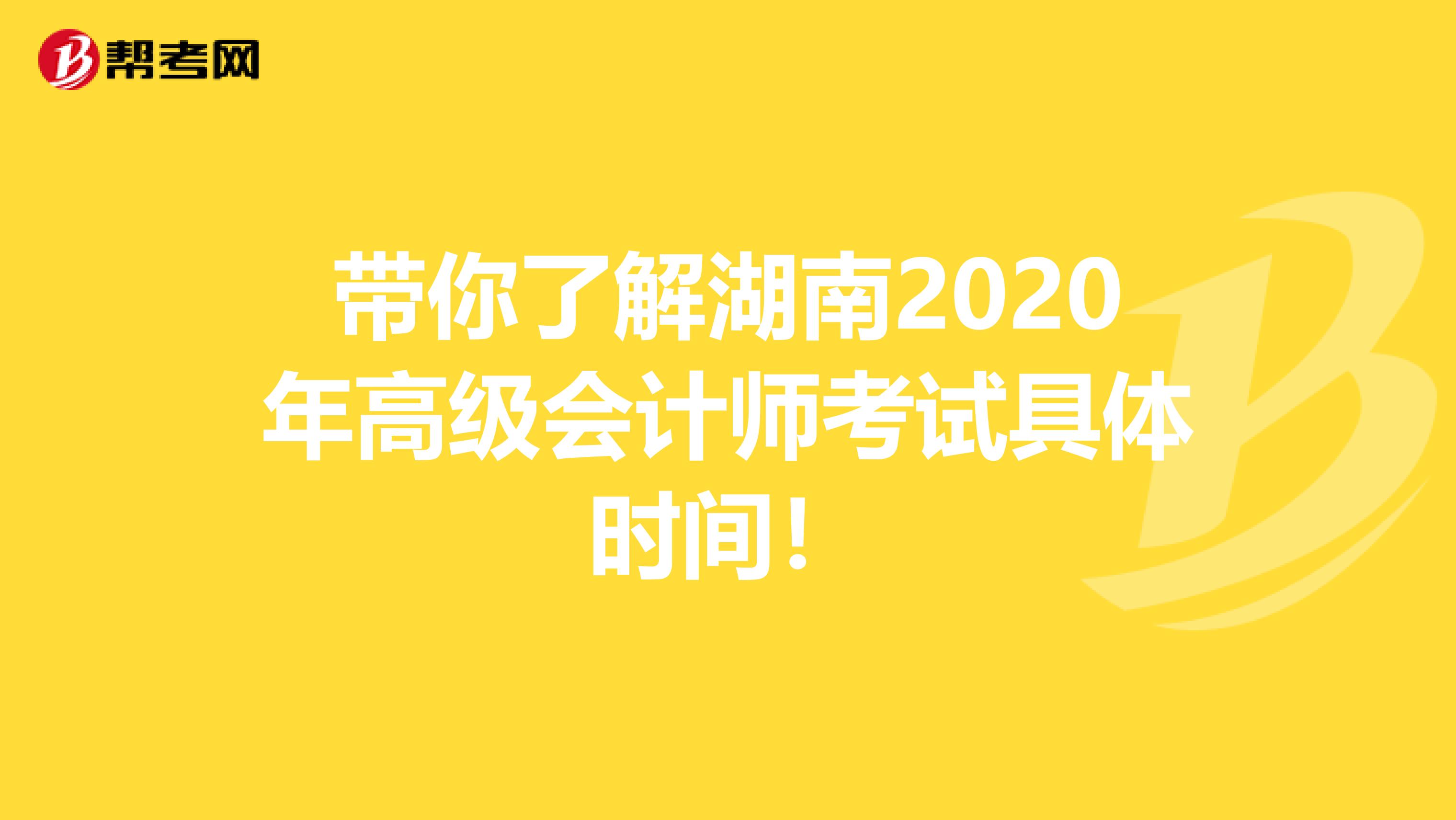 带你了解湖南2020年高级会计师考试具体时间！