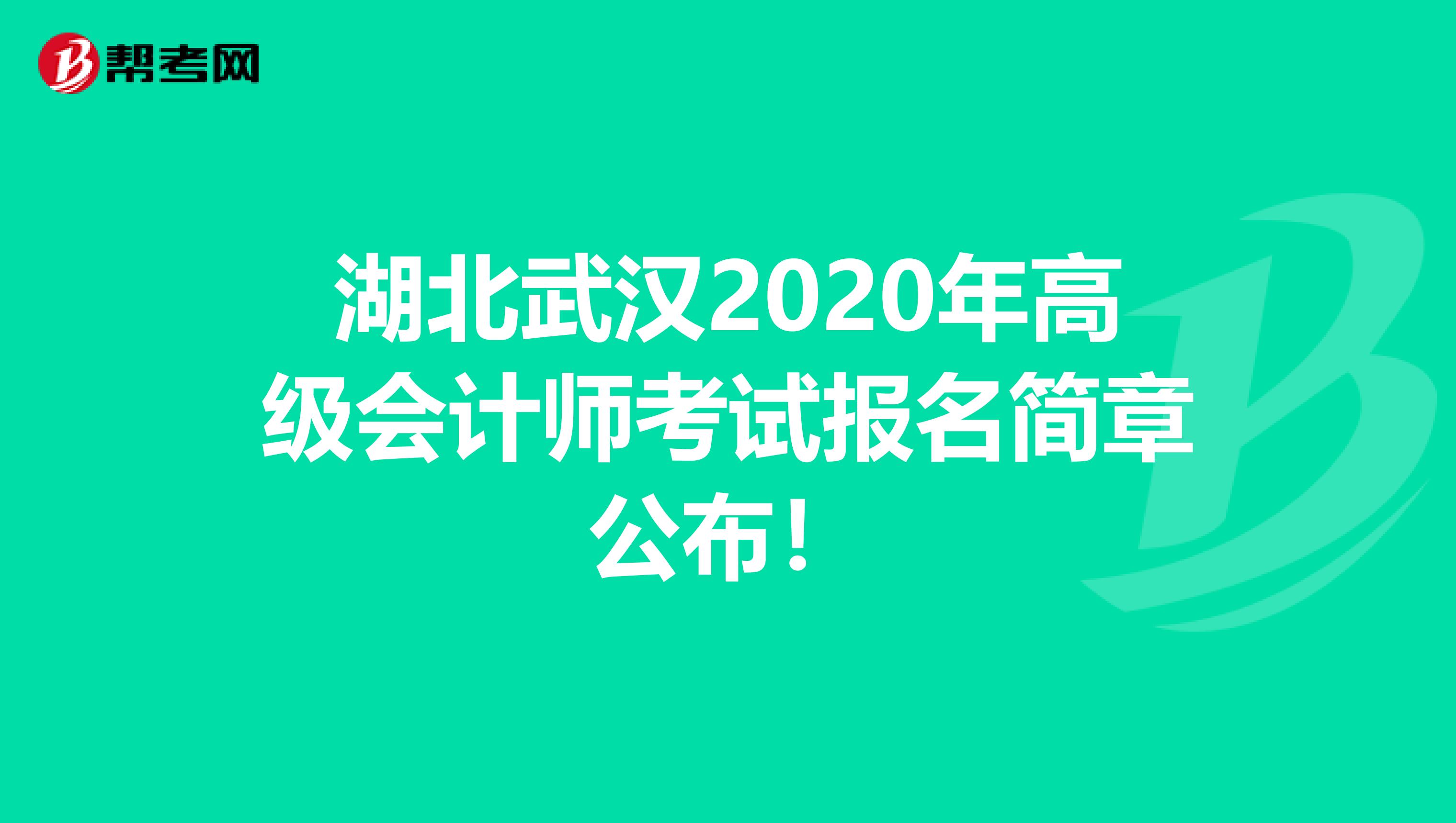 湖北武汉2020年高级会计师考试报名简章公布！