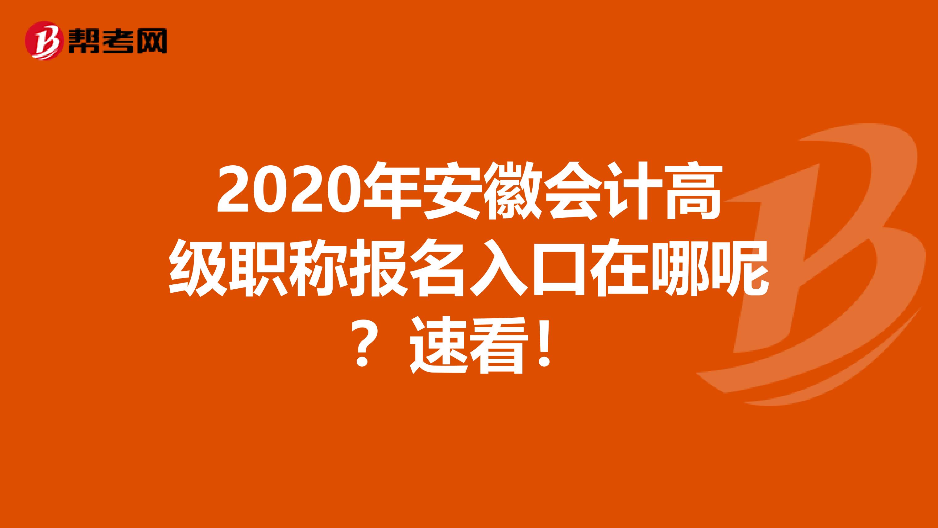 2020年安徽会计高级职称报名入口在哪呢？速看！