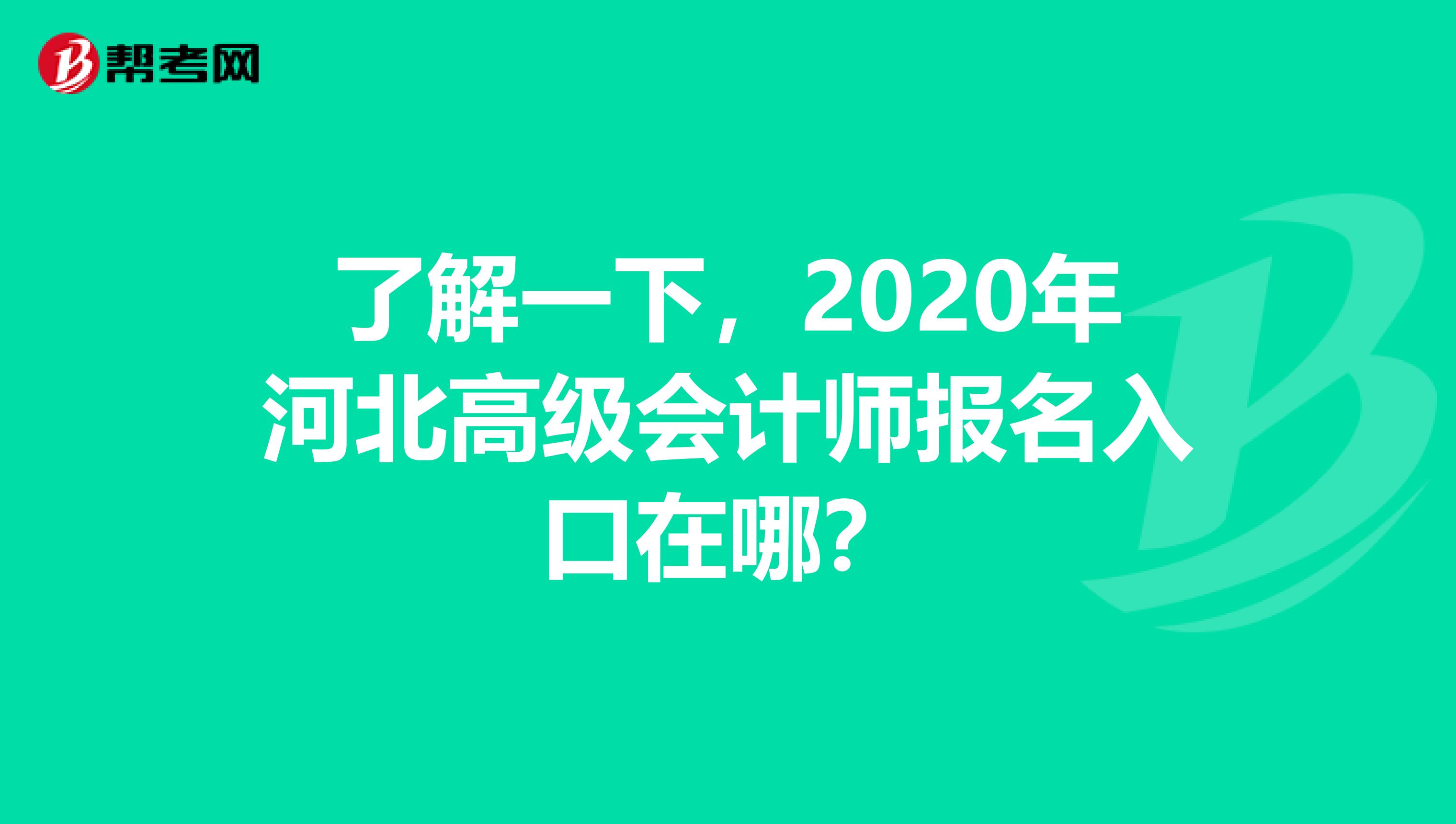 了解一下，2020年河北高级会计师报名入口在哪？