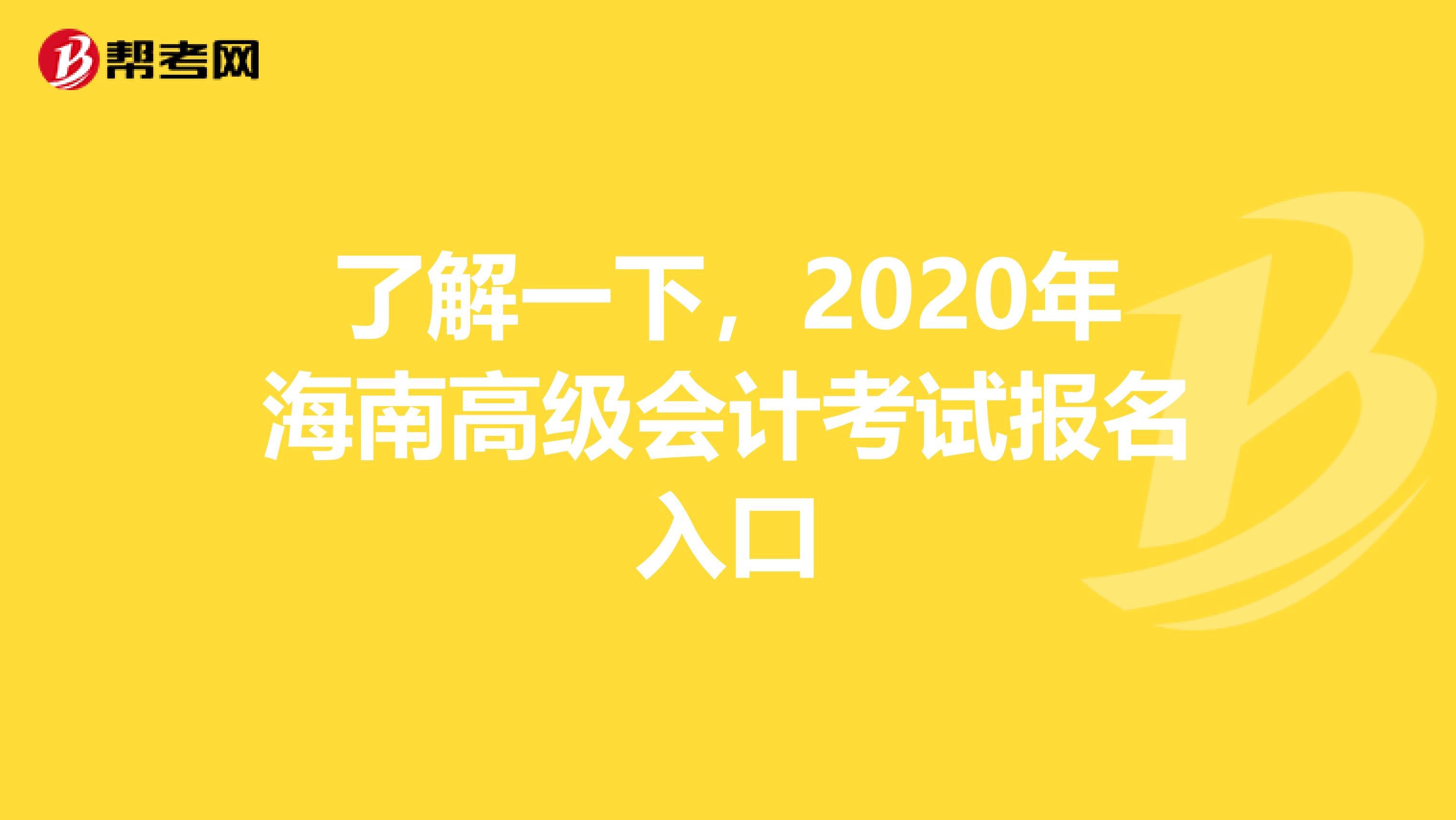 了解一下，2020年海南高級(jí)會(huì)計(jì)考試報(bào)名入口