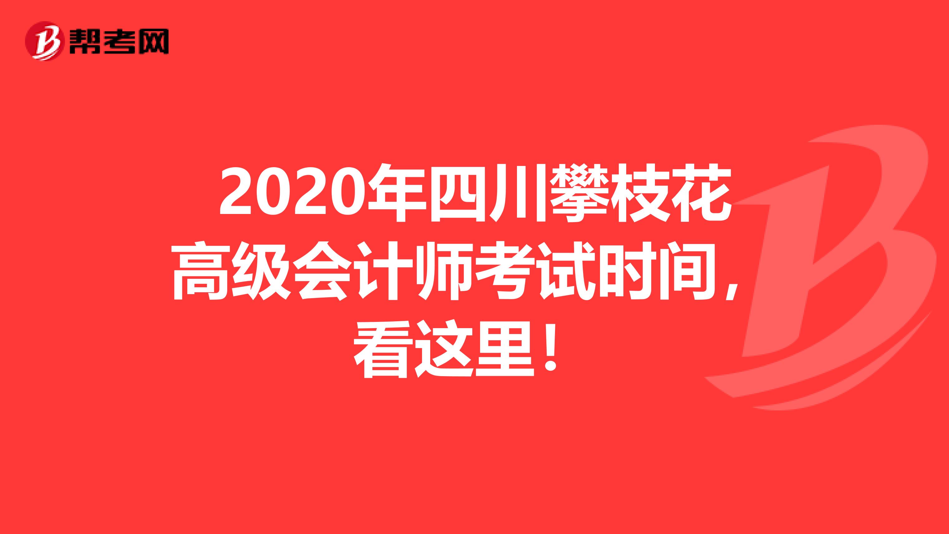 2020年四川攀枝花高级会计师考试时间，看这里！