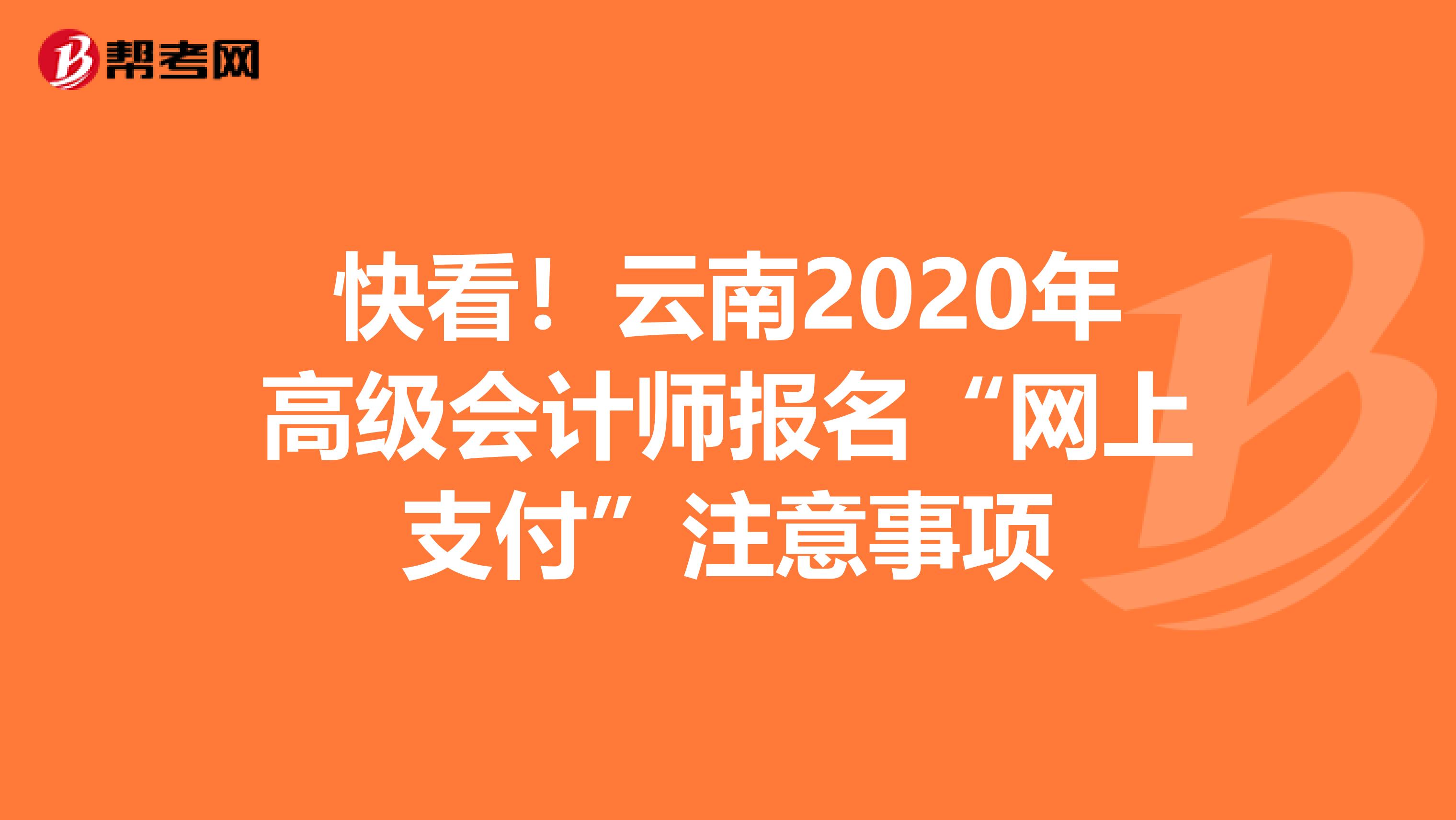 快看！云南2020年高级会计师报名“网上支付”注意事项