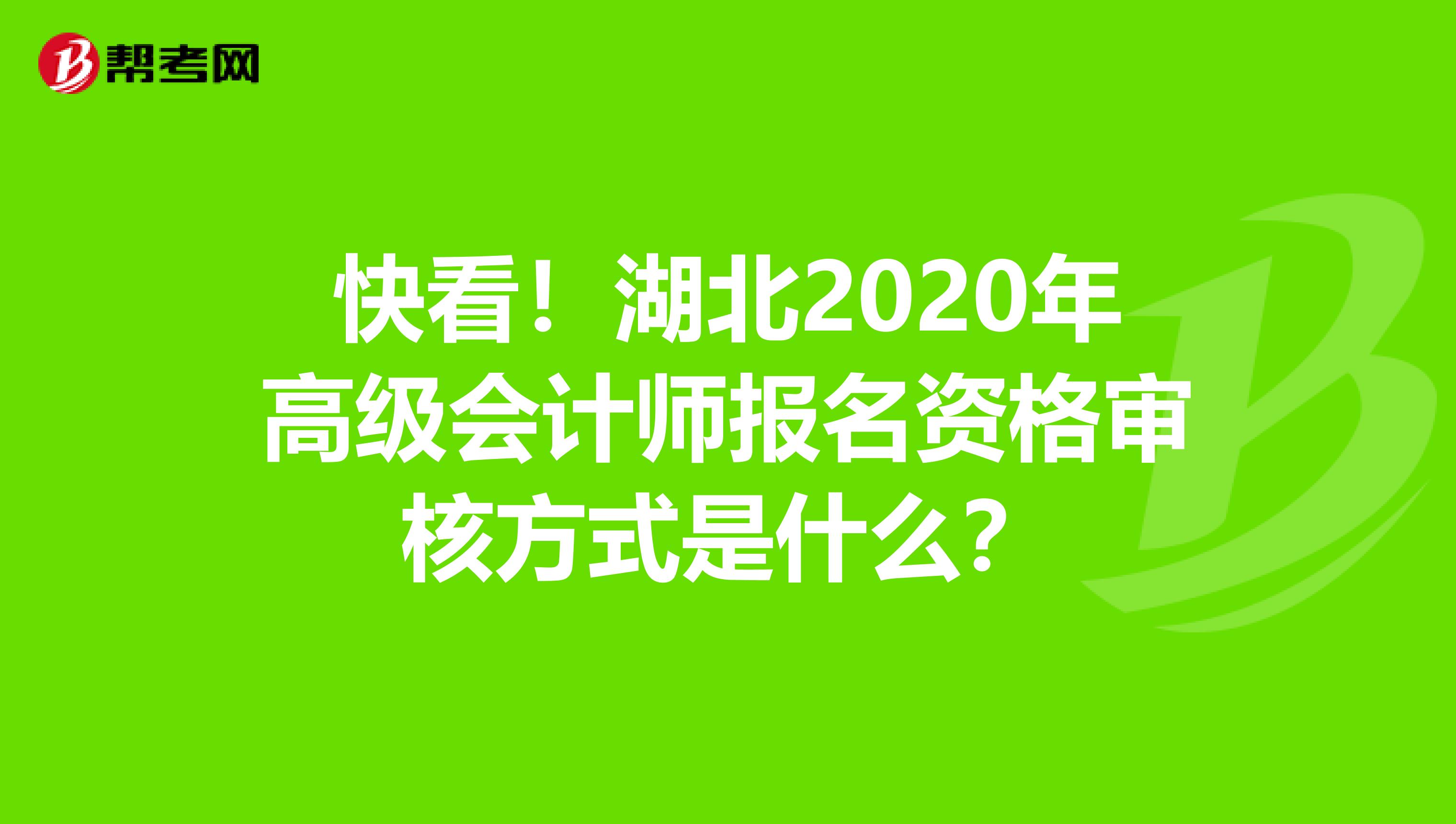 快看！湖北2020年高级会计师报名资格审核方式是什么？