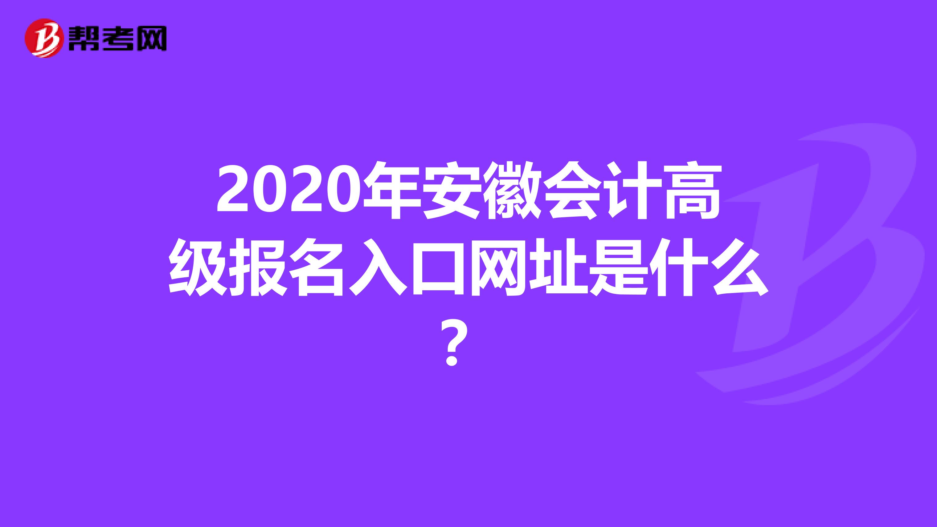 2020年安徽会计高级报名入口网址是什么？