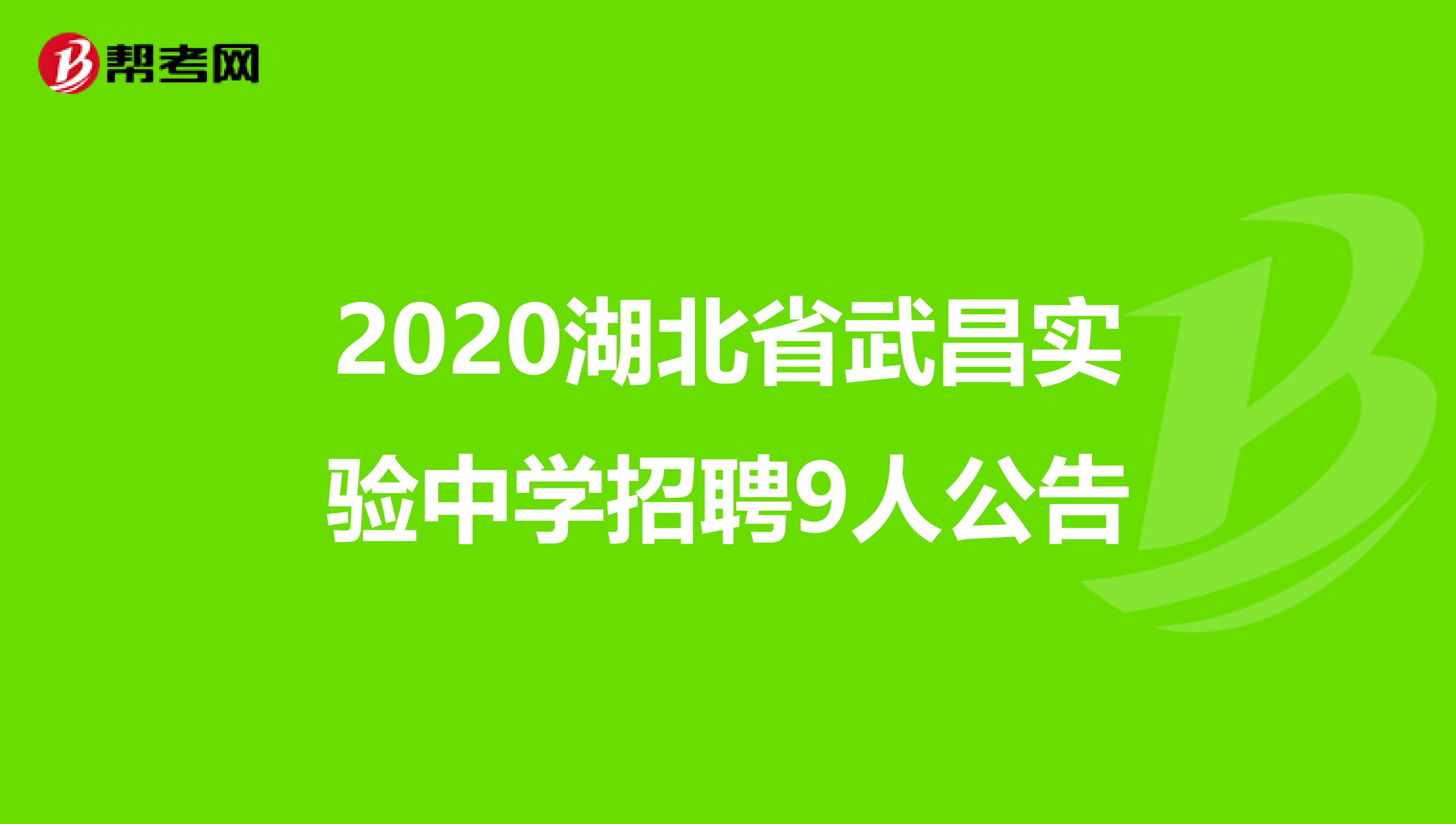 2020湖北省武昌实验中学招聘9人公告