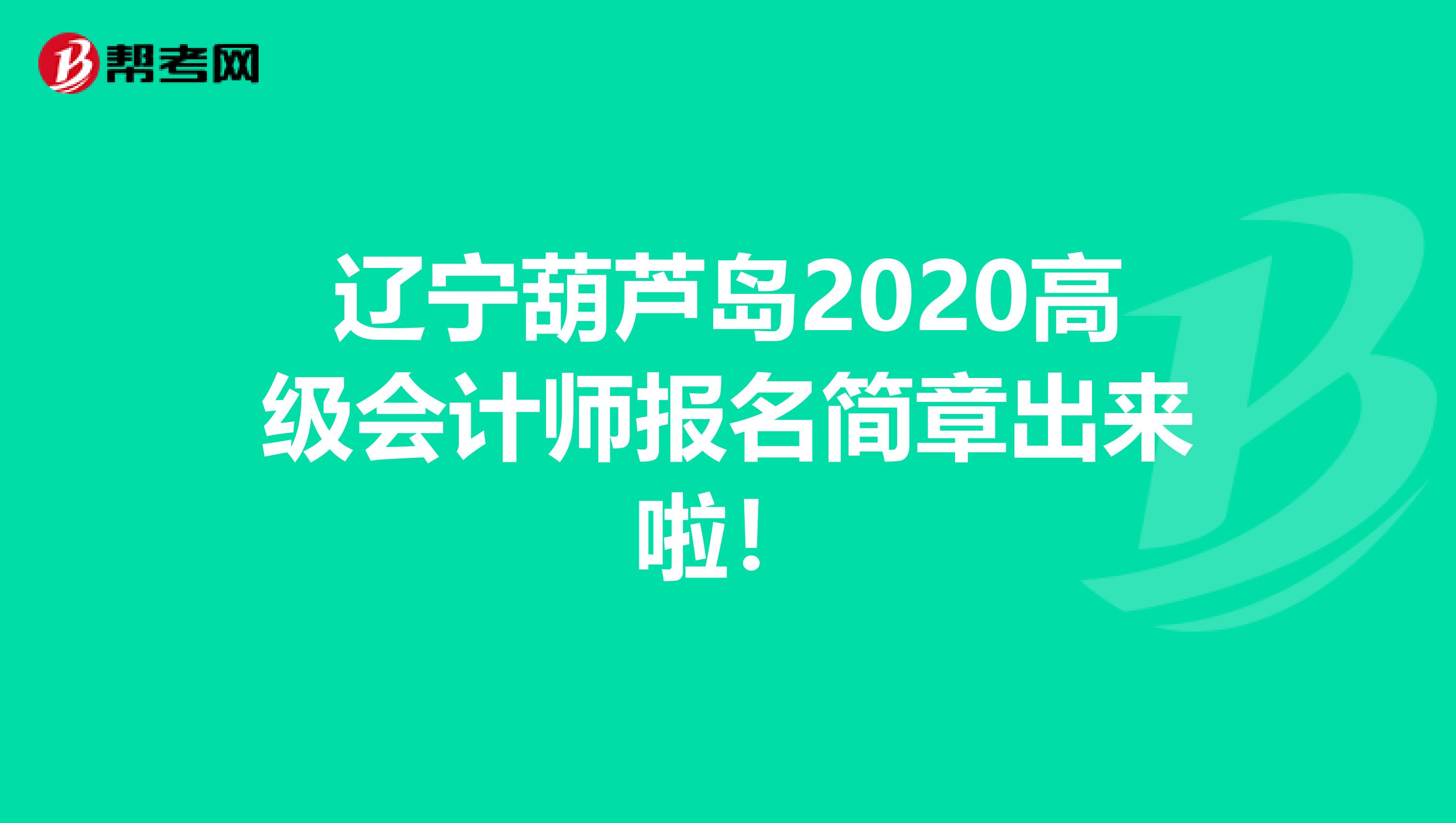 辽宁葫芦岛2020高级会计师报名简章出来啦！