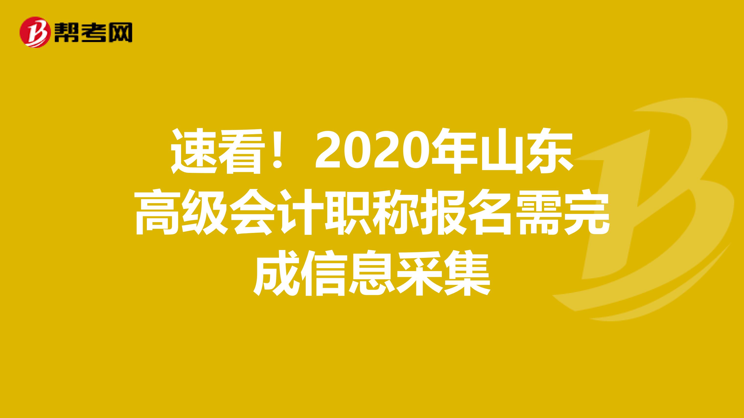 速看!2020年山東高級會計職稱報名需完成信息采集