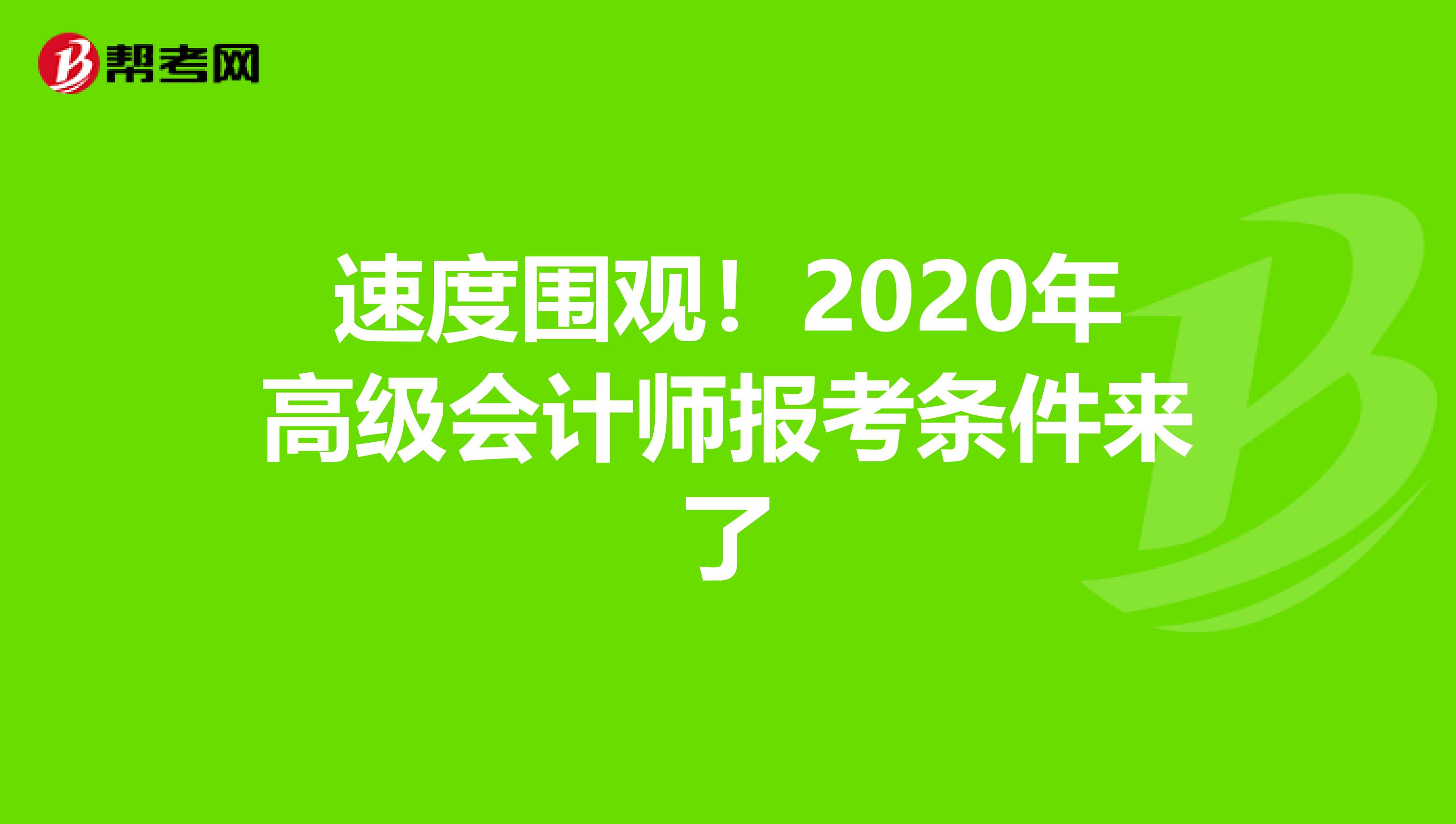 速度围观！2020年高级会计师报考条件来了