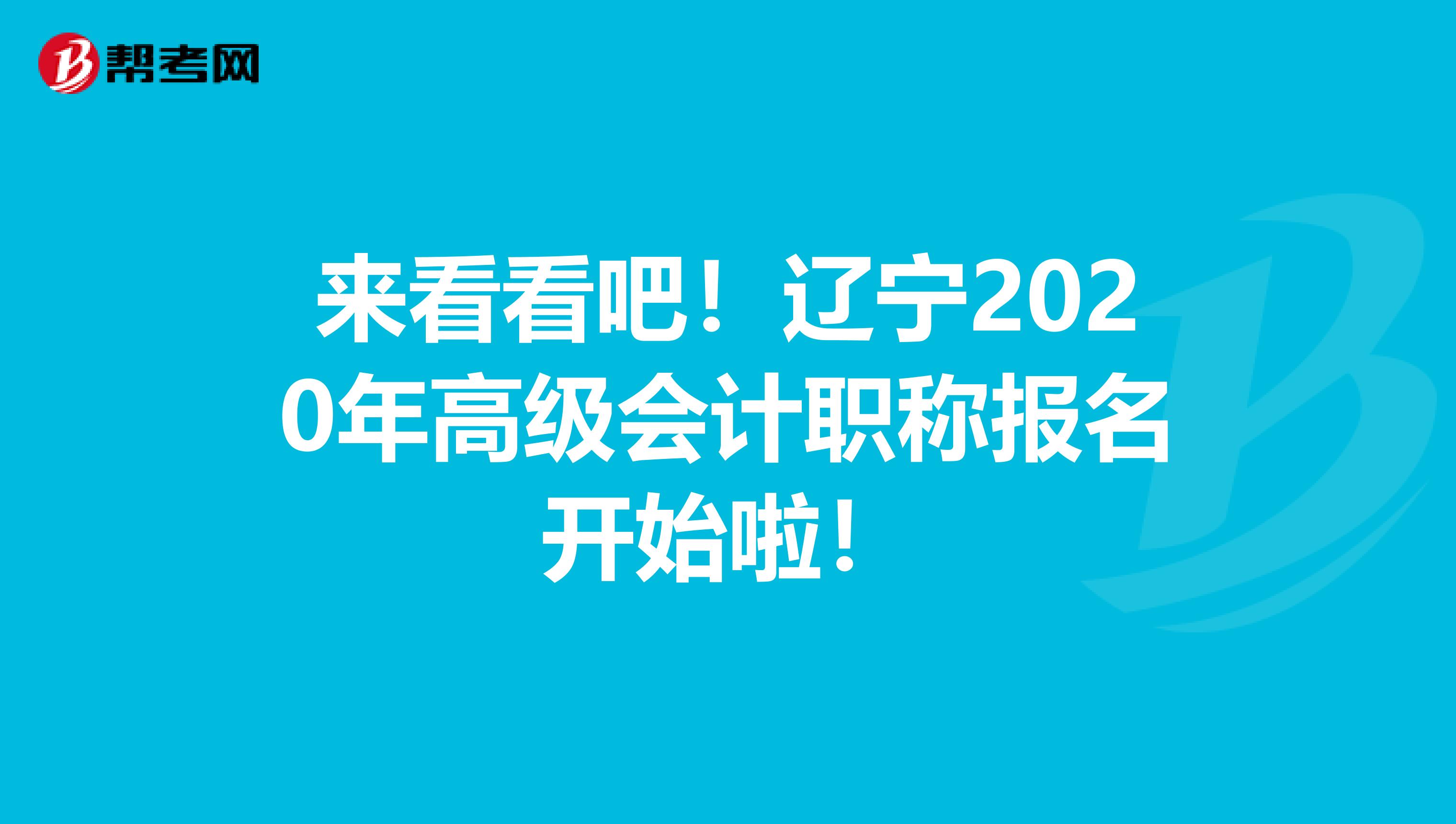 来看看吧！辽宁2020年高级会计职称报名开始啦！