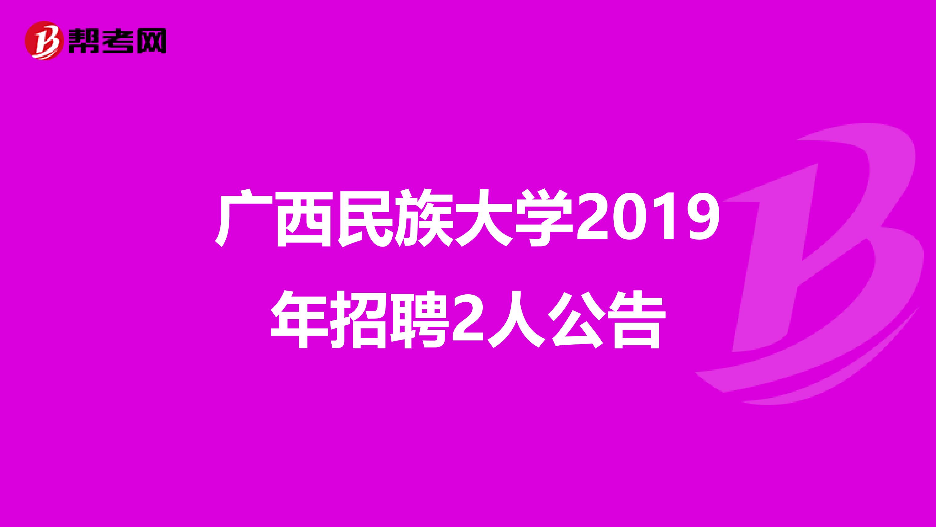 广西民族大学2019年招聘2人公告