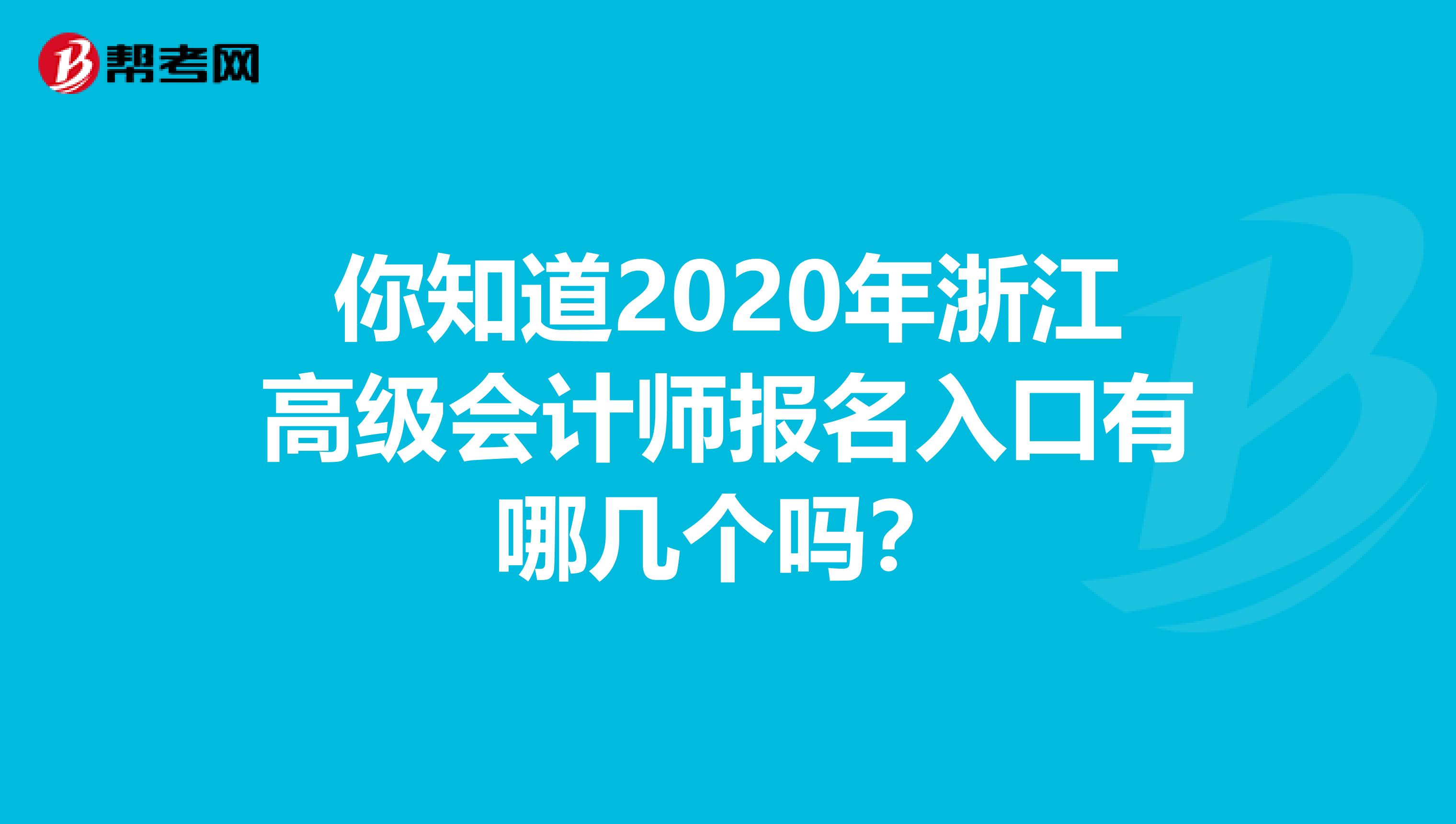 你知道2020年浙江高级会计师报名入口有哪几个吗？
