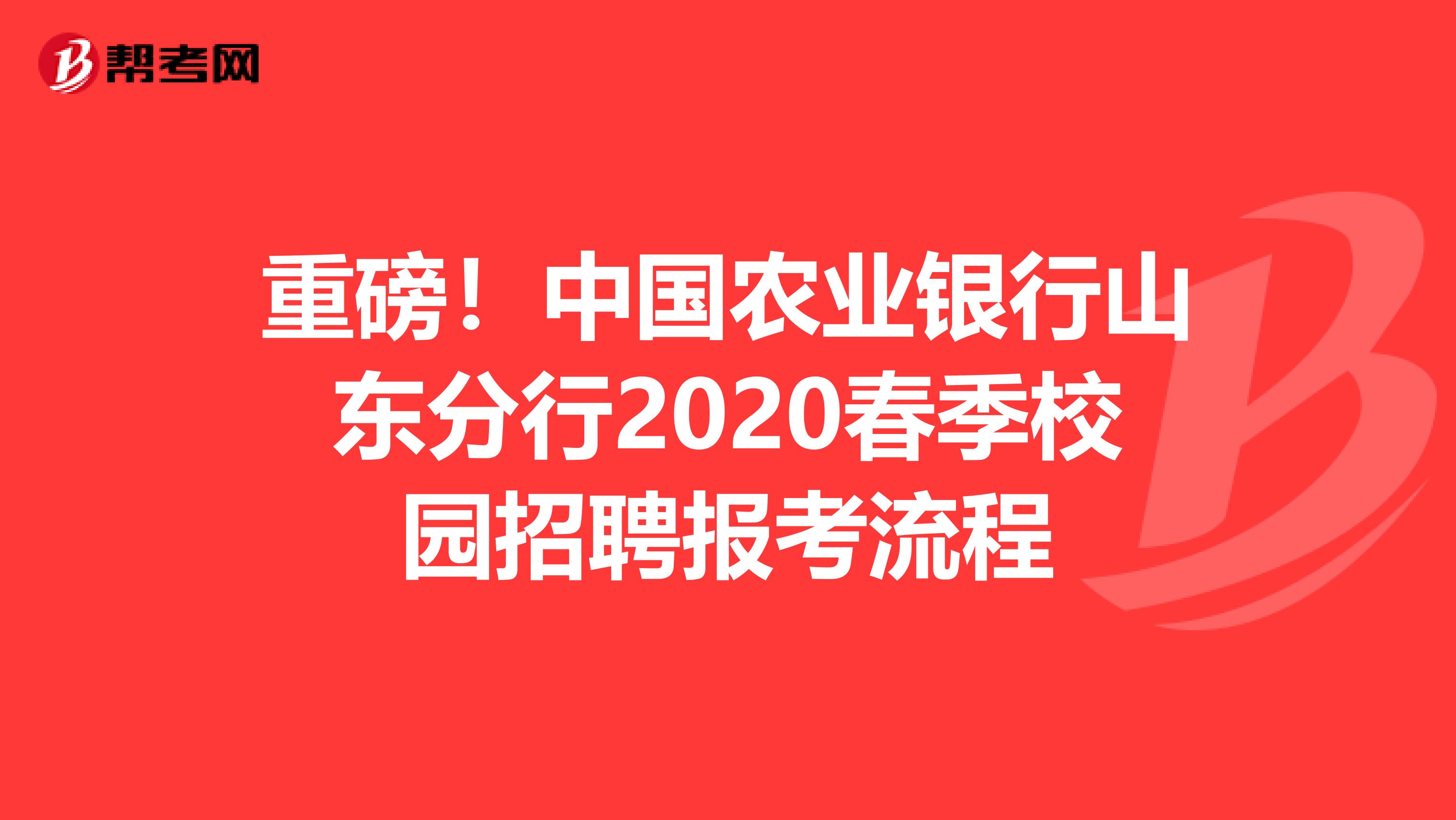 重磅！中国农业银行山东分行2020春季校园招聘报考流程