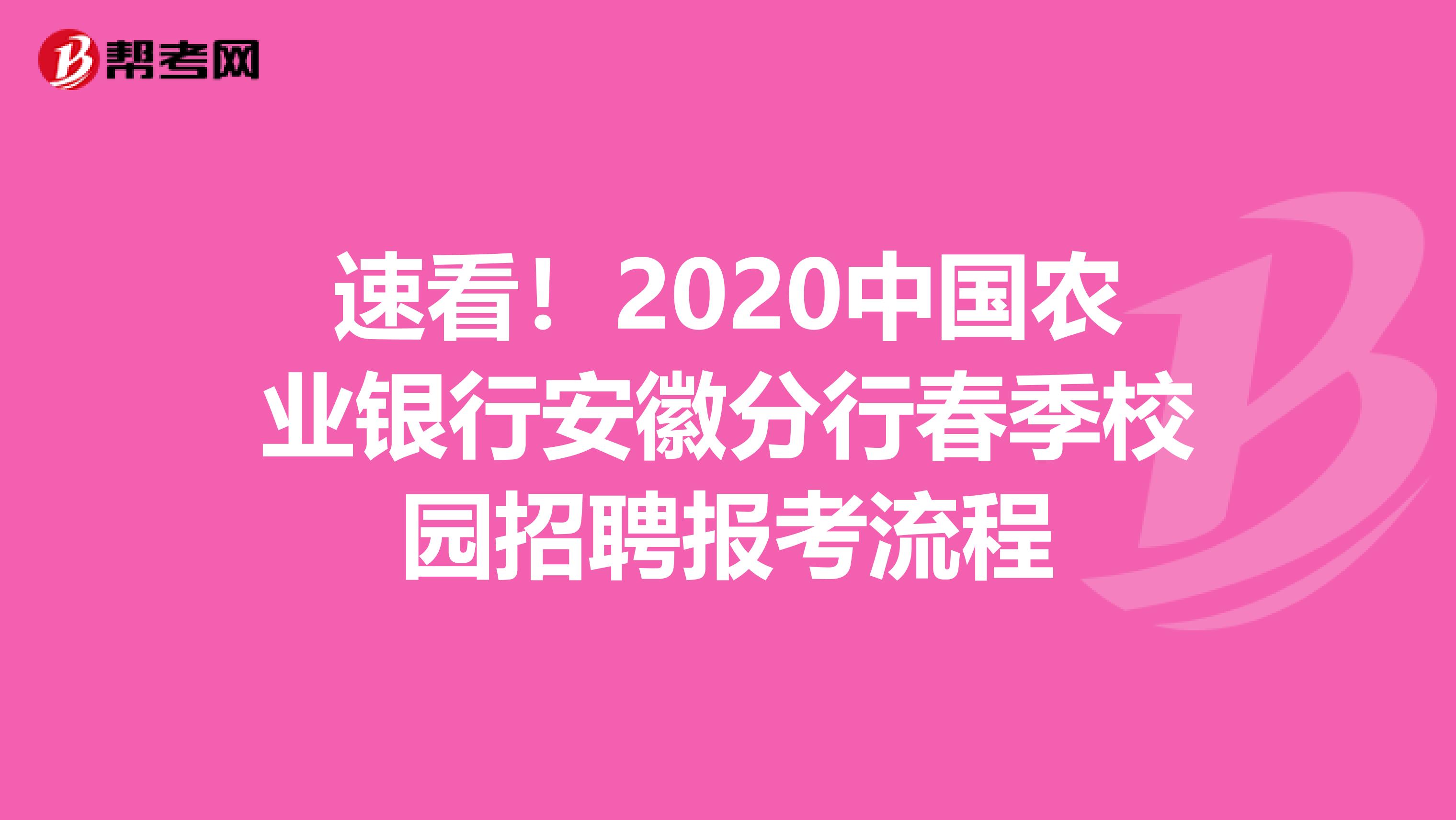 速看！2020中国农业银行安徽分行春季校园招聘报考流程