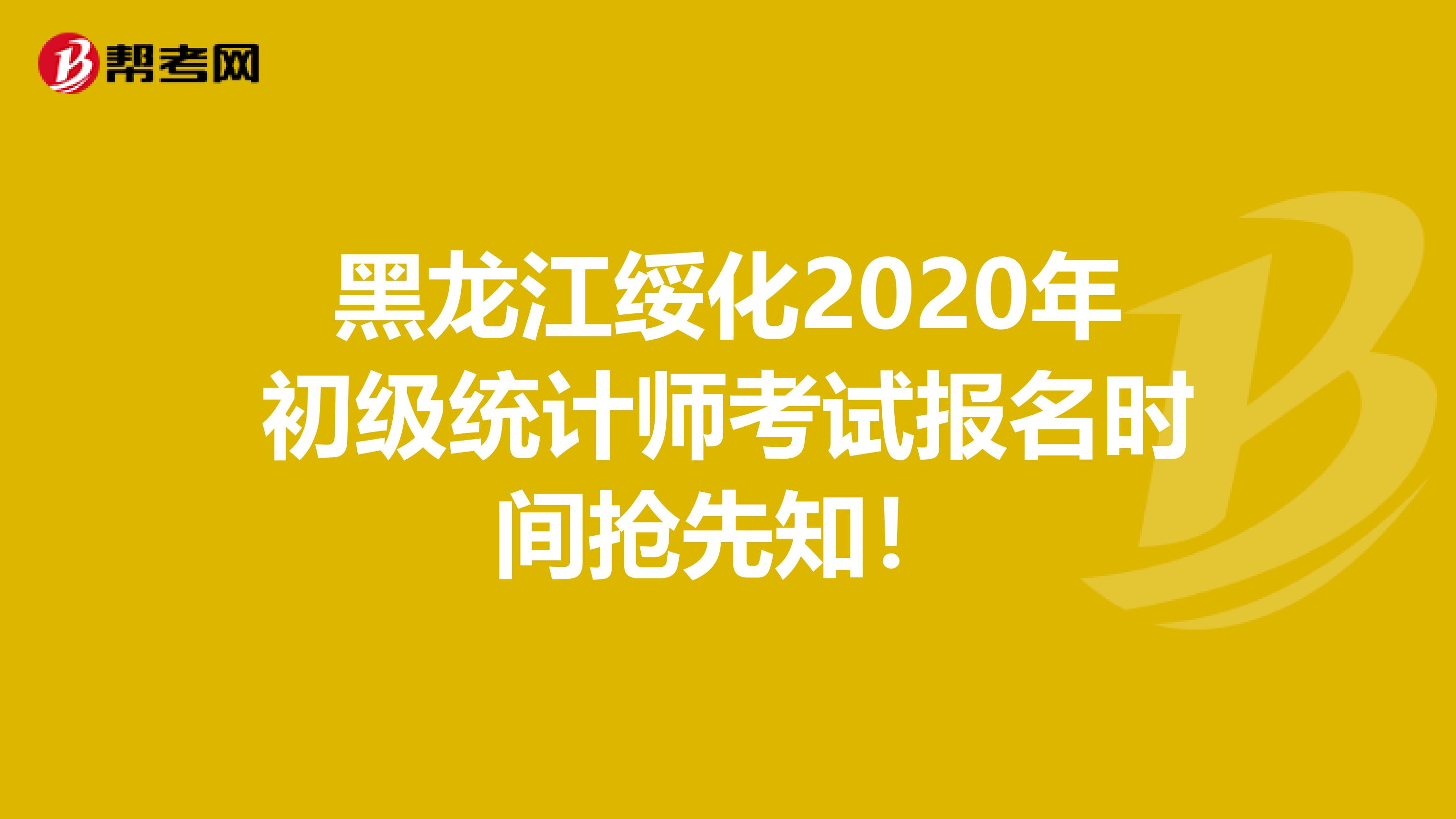 黑龙江绥化2020年初级统计师考试报名时间抢先知！
