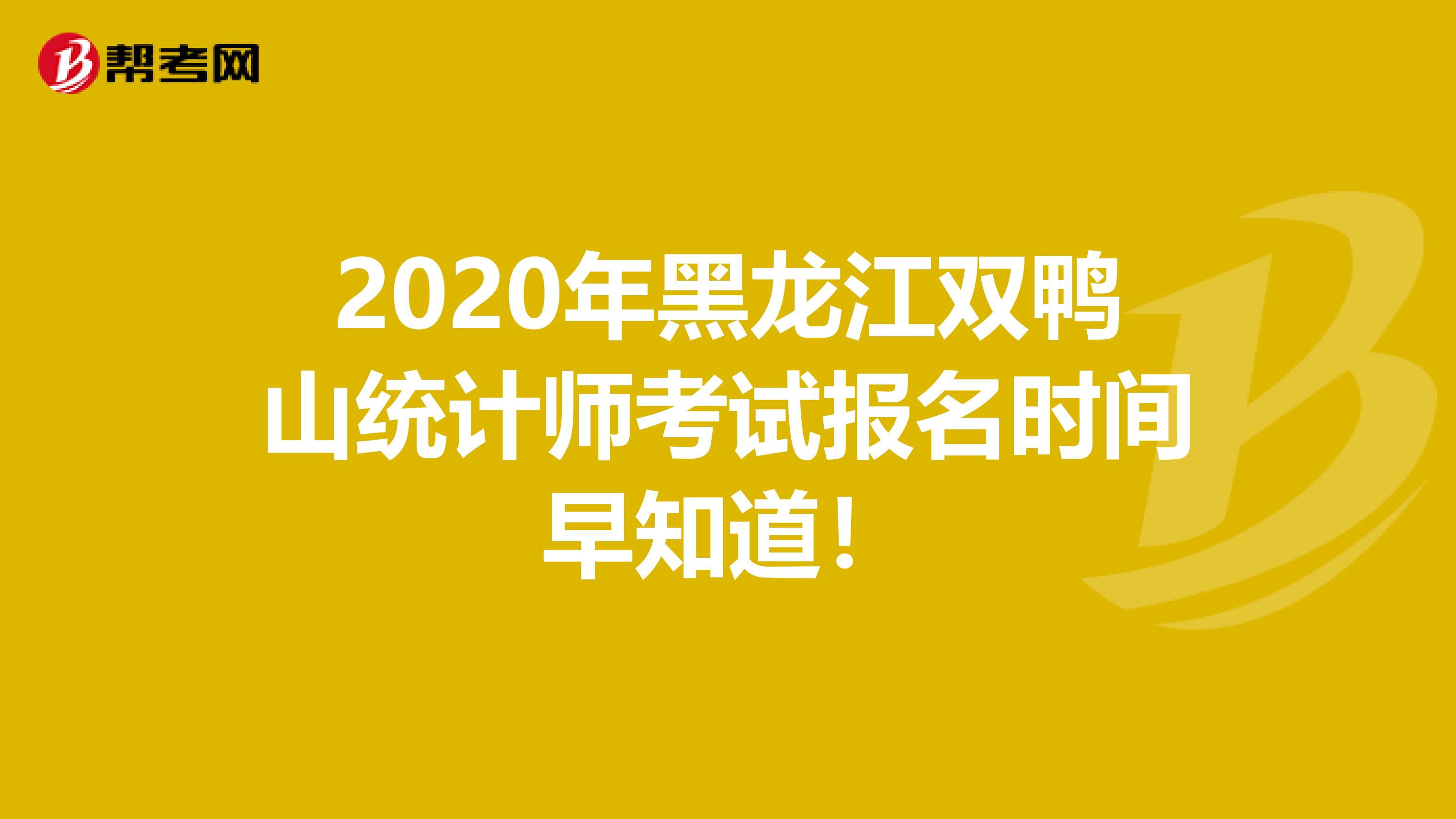 2020年黑龍江雙鴨山統計師考試報名時間早知道！