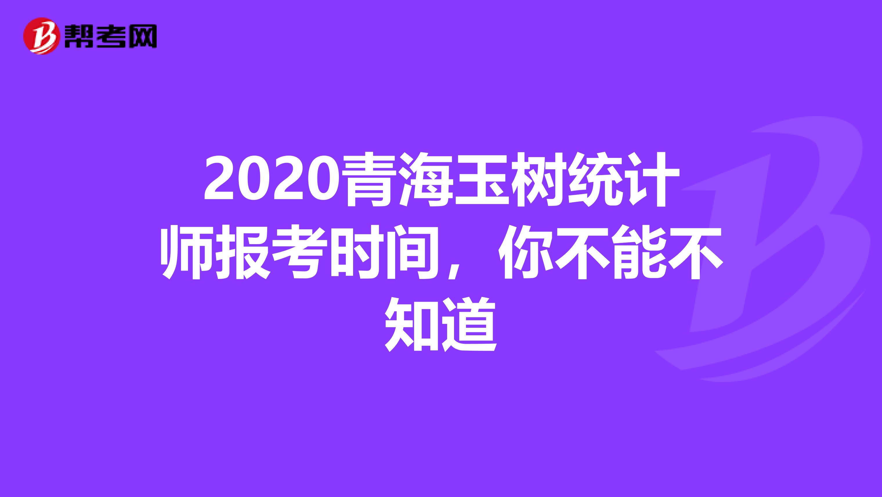 2020青海玉树统计师报考时间，你不能不知道