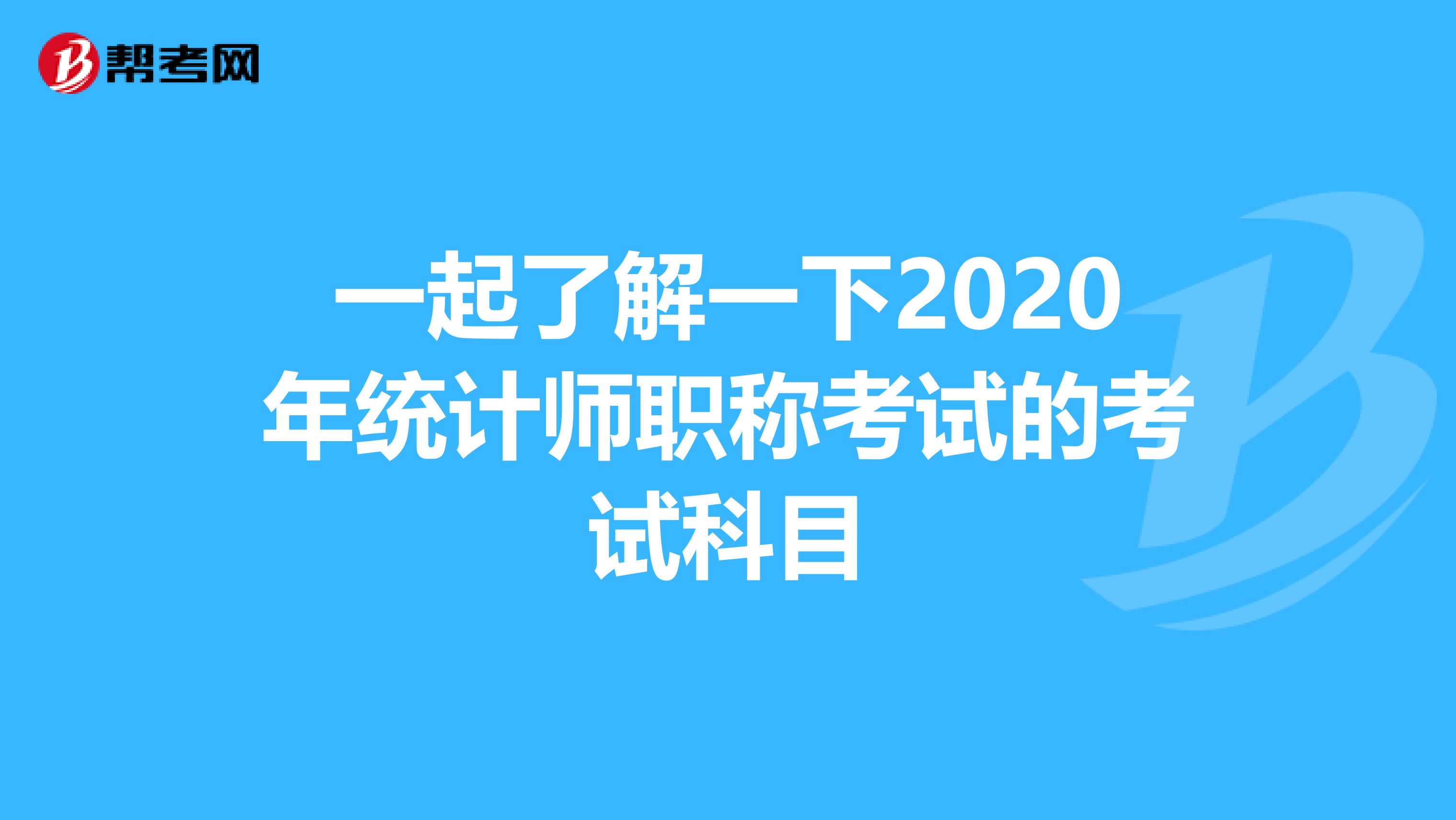 一起了解一下2020年统计师职称考试的考试科目