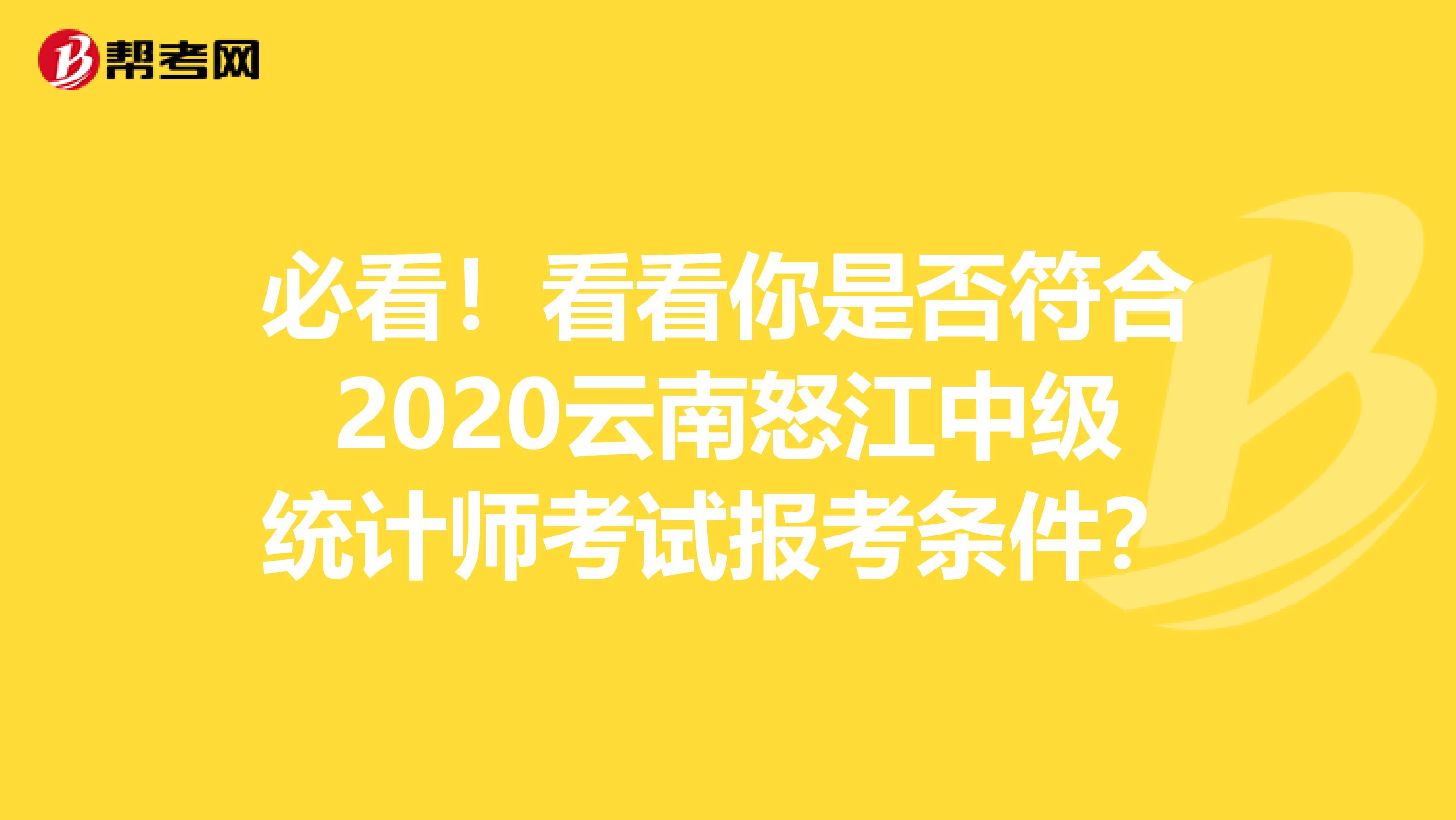 必看！看看你是否符合2020云南怒江中级统计师考试报考条件？