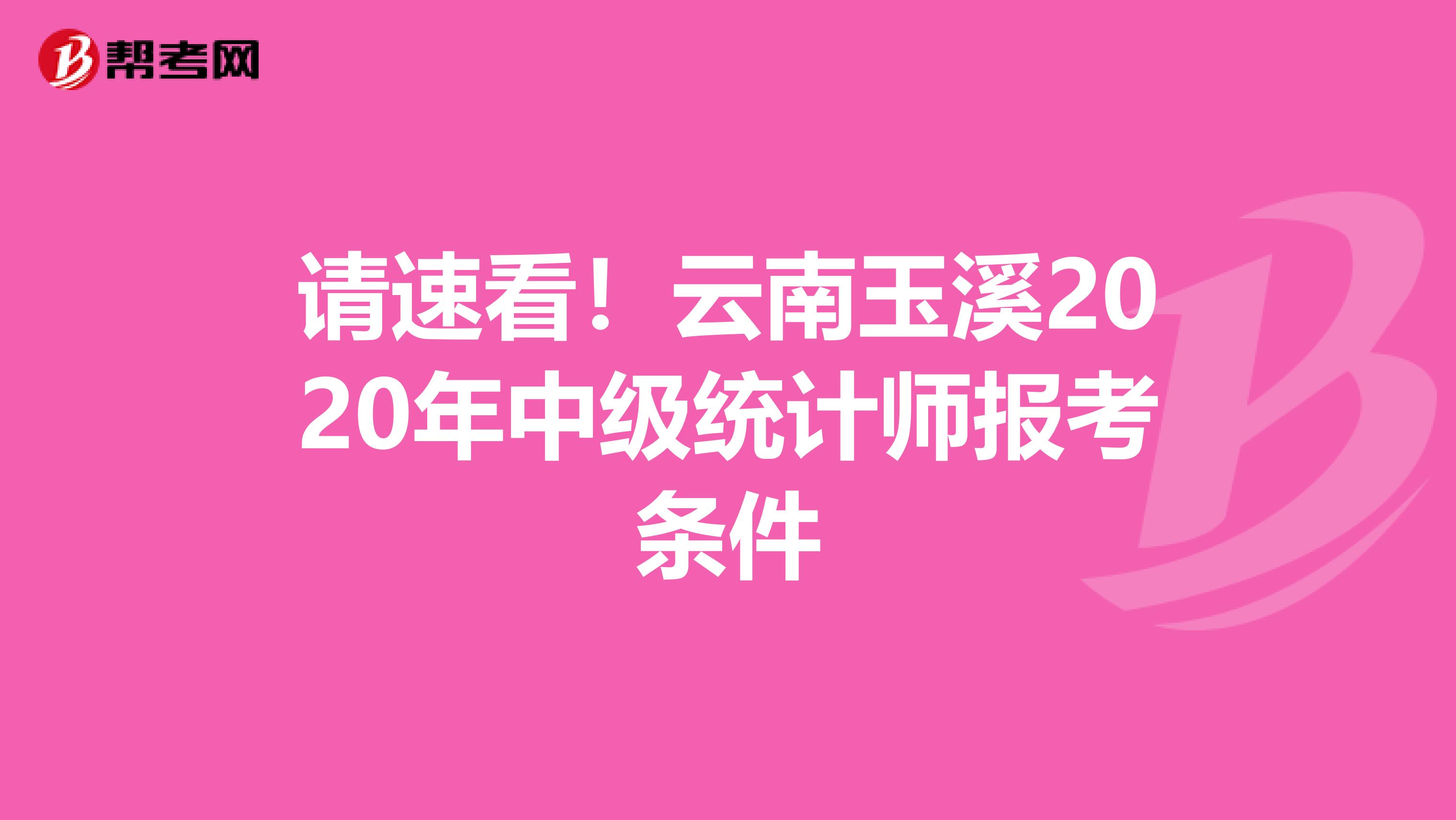 请速看！云南玉溪2020年中级统计师报考条件