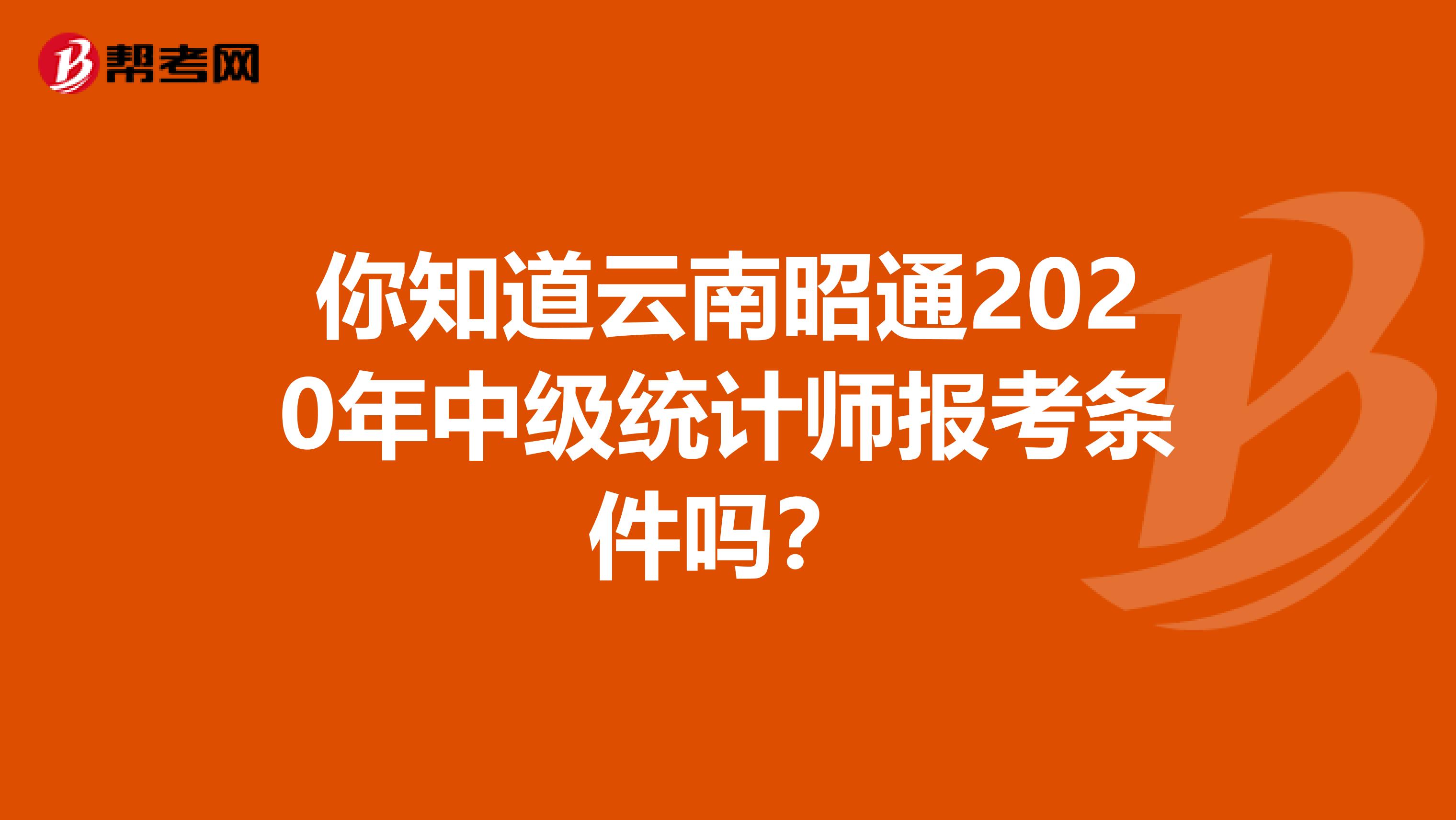 你知道云南昭通2020年中级统计师报考条件吗？