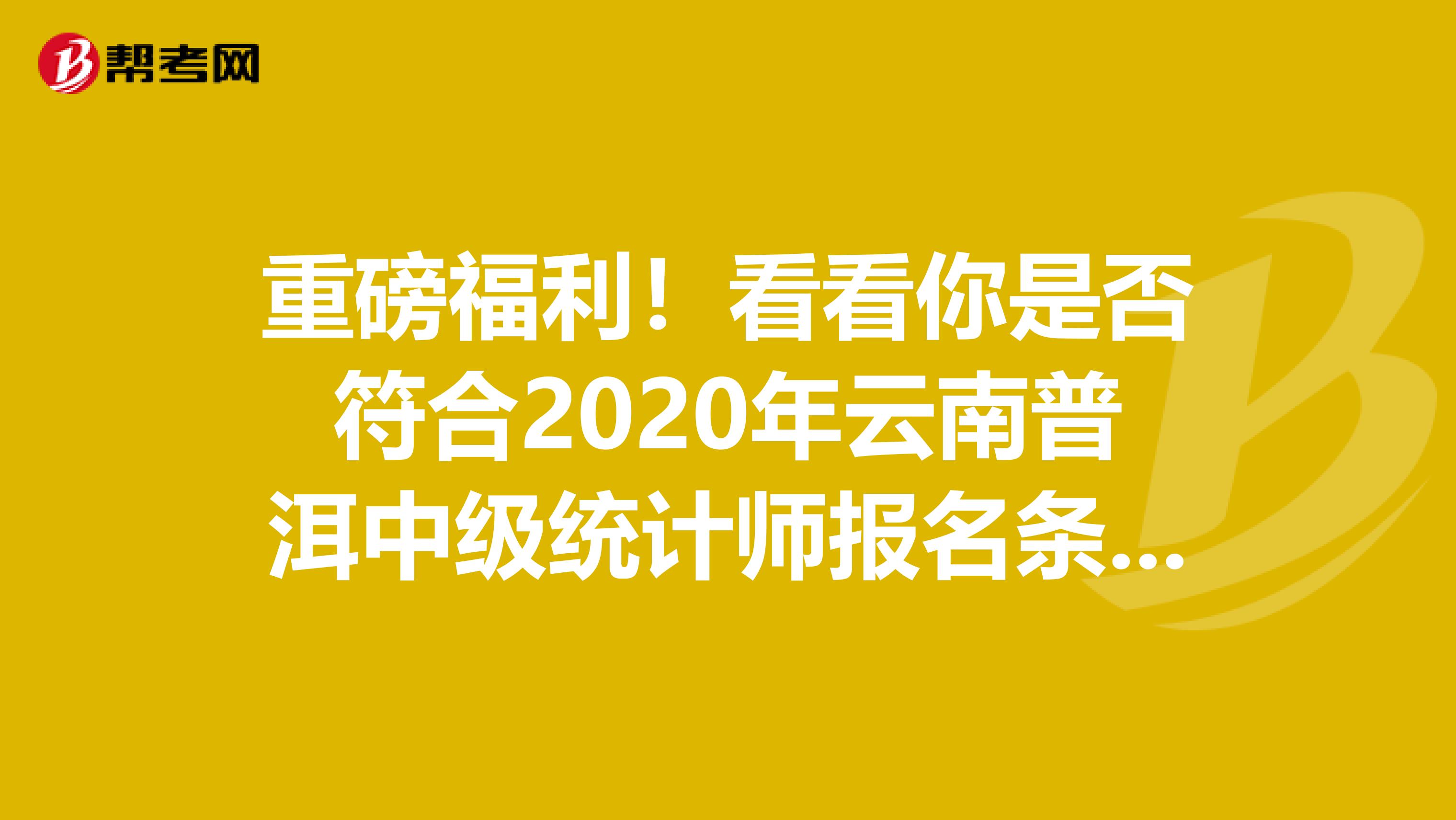 重磅福利！看看你是否符合2020年云南普洱中级统计师报名条件？