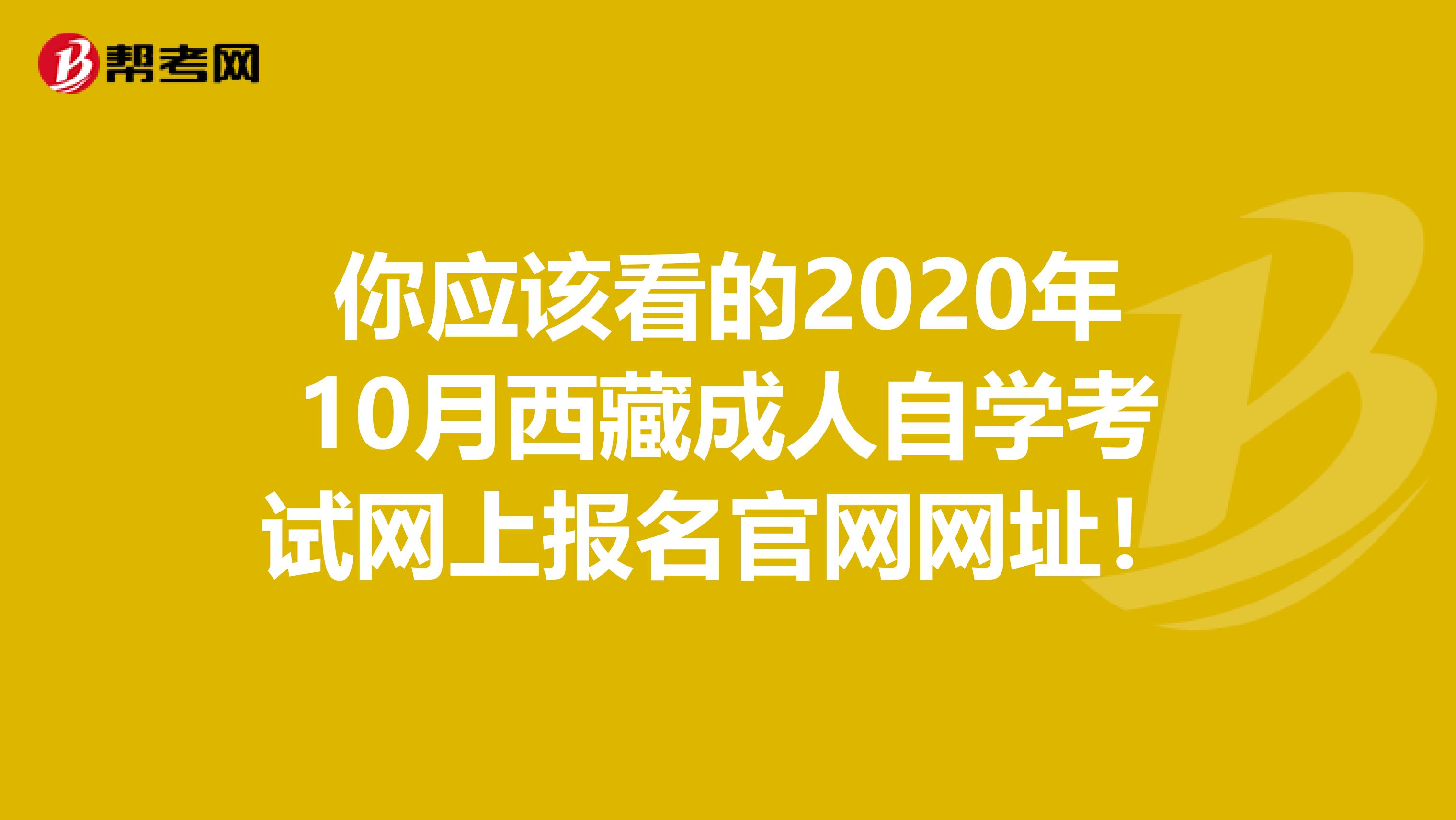 你应该看的2020年10月西藏成人自学考试网上报名官网网址！