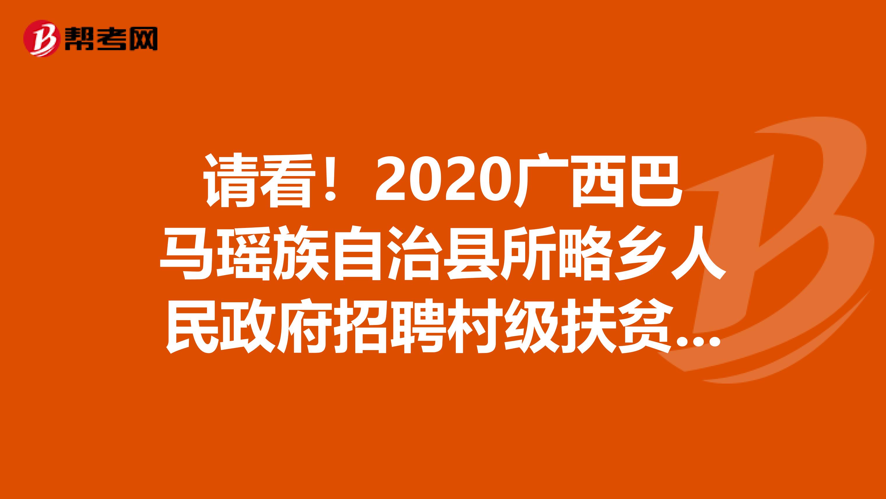 请看！2020广西巴马瑶族自治县所略乡人民政府招聘村级扶贫信息档案员14人公告