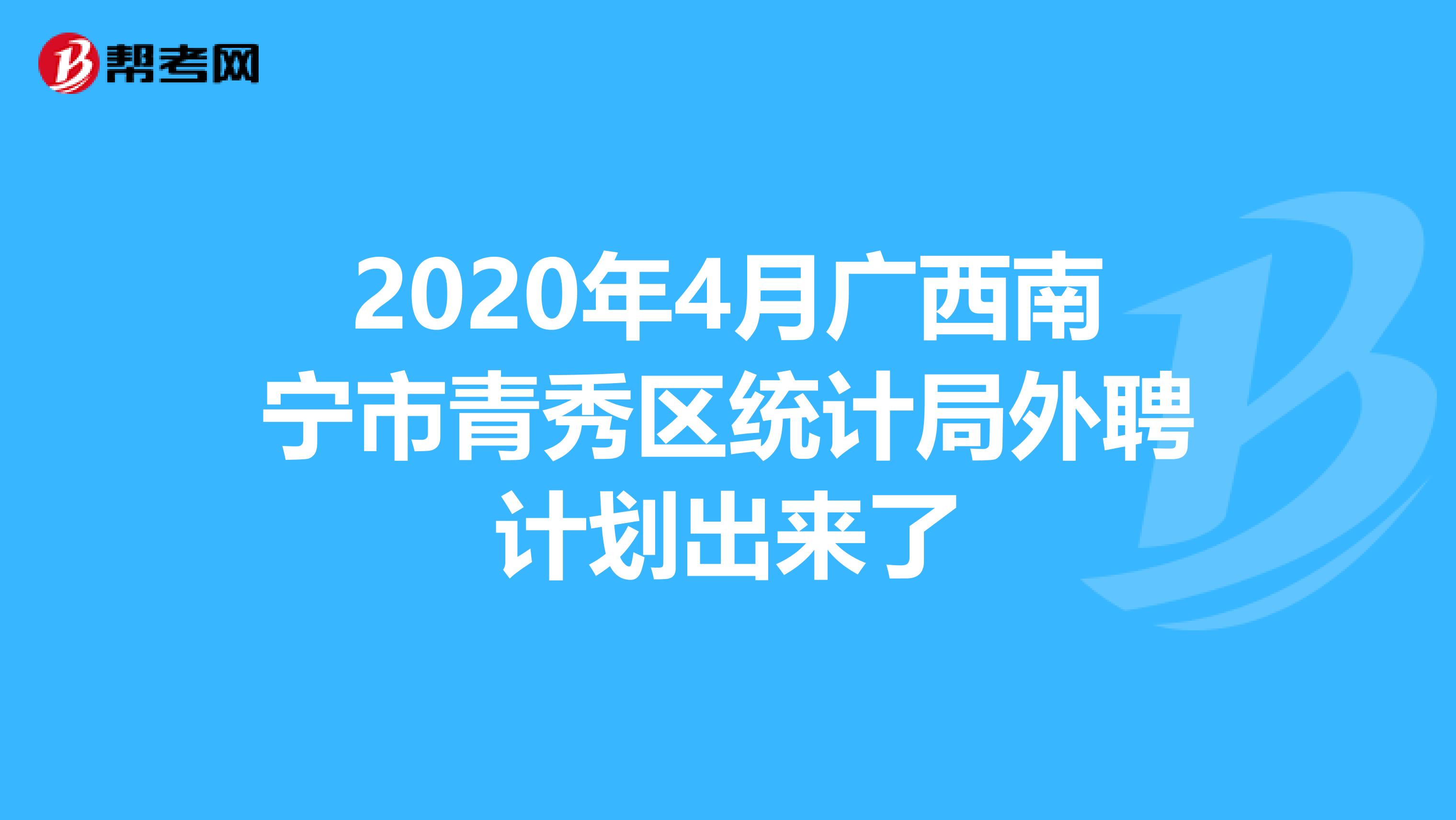 2020年4月广西南宁市青秀区统计局外聘计划出来了