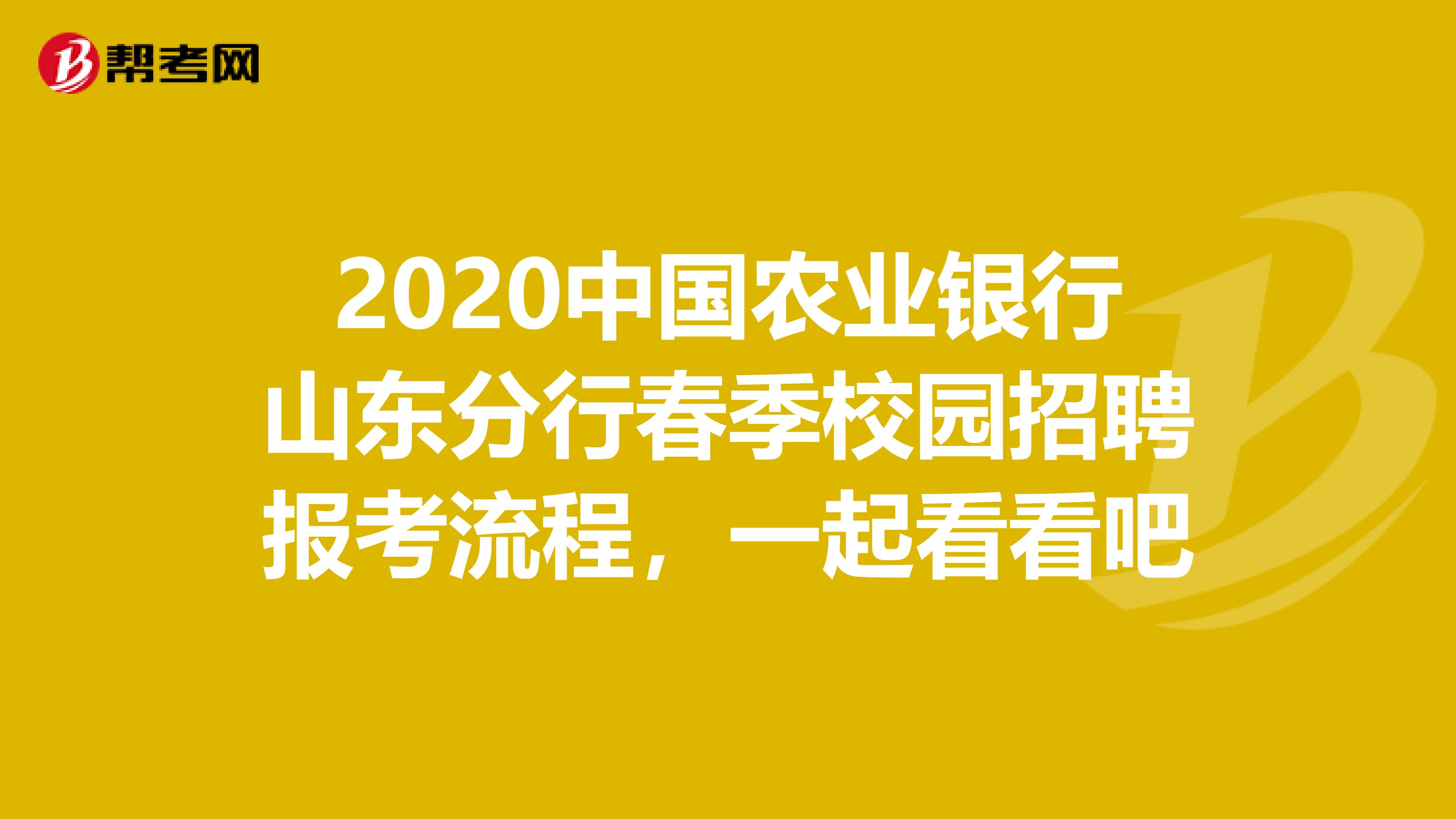 2020中国农业银行山东分行春季校园招聘报考流程，一起看看吧