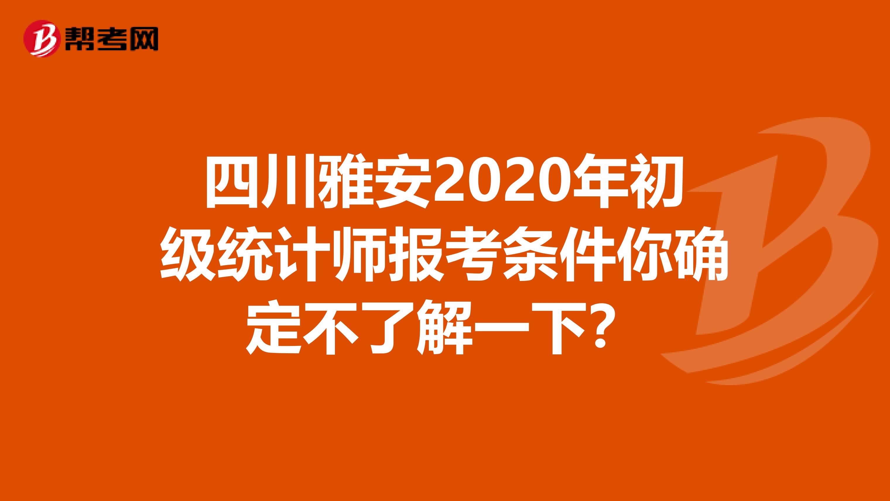 四川雅安2020年初级统计师报考条件你确定不了解一下？