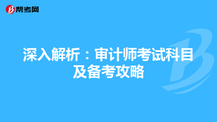 深入解析：审计师考试科目及备考攻略